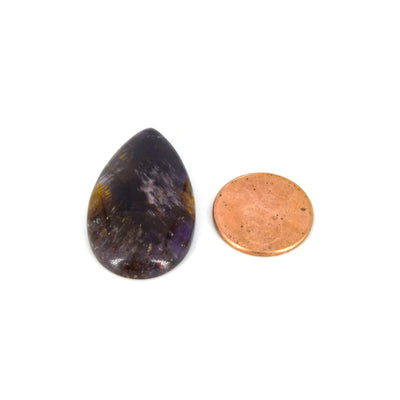 Cacoxenite Cabochon | Pear Shaped Flat Back Cabochon | 20mm x 35mm - 5mm Dome Height | OOAK Natural Gemstone Cabochon