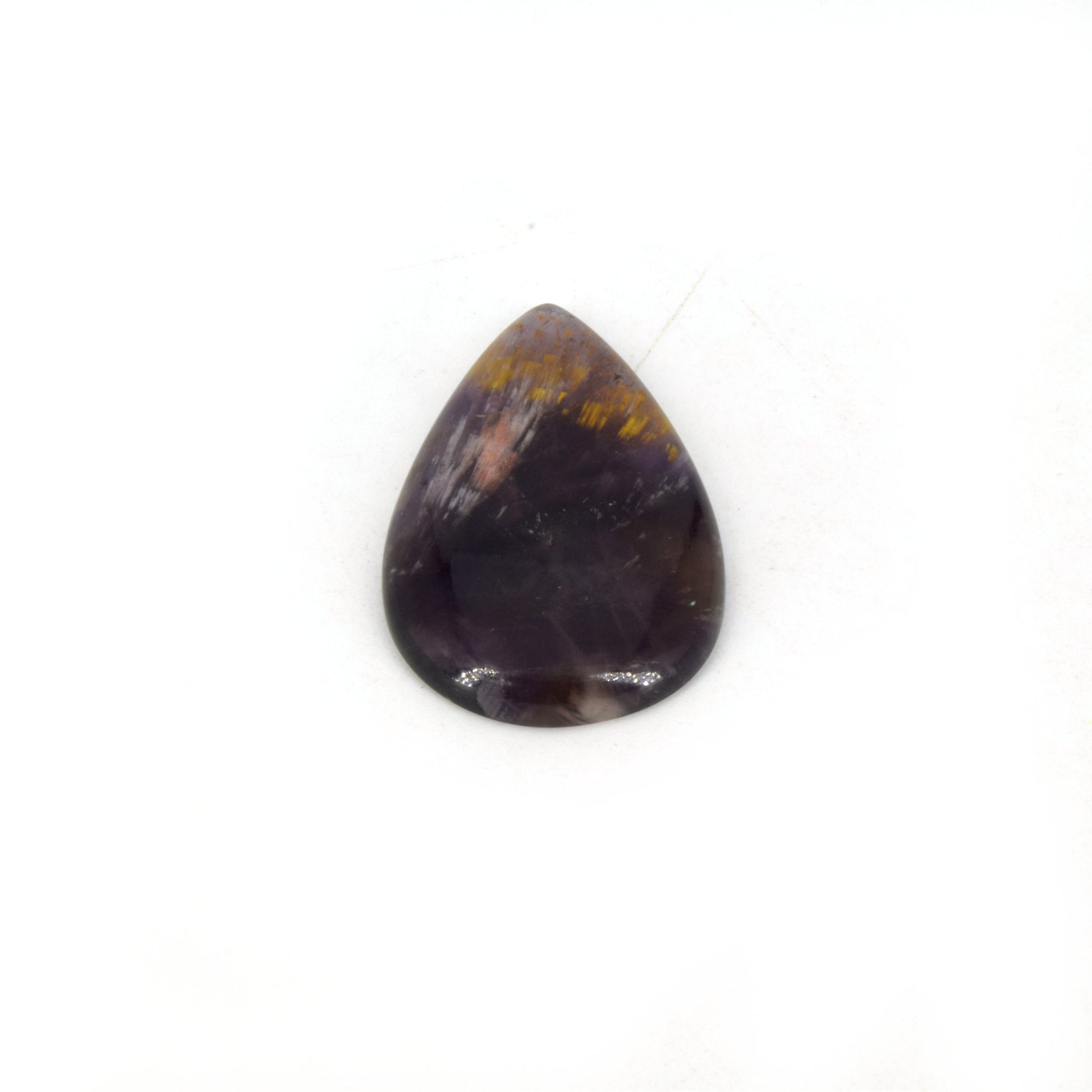 Cacoxenite Cabochon | Pear Shaped Flat Back Cabochon | 23mm x 36mm - 5mm Dome Height | OOAK Natural Gemstone Cabochon
