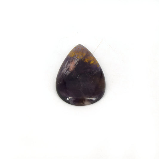 Cacoxenite Cabochon | Pear Shaped Flat Back Cabochon | 23mm x 36mm - 5mm Dome Height | OOAK Natural Gemstone Cabochon