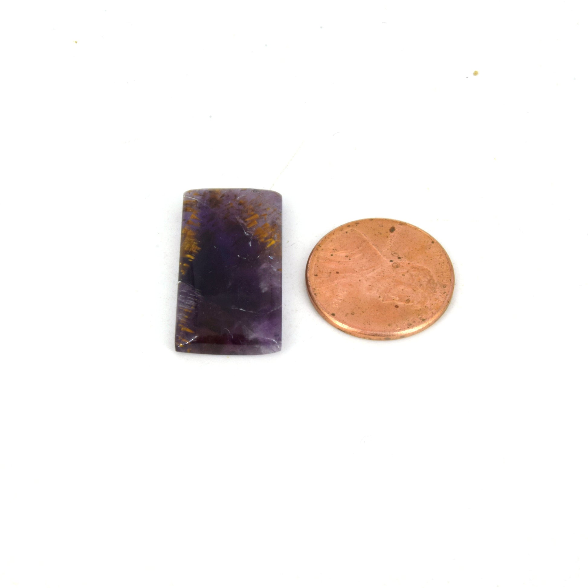 Cacoxenite Cabochon | Rectangle Shaped Flat Back Cabochon | 13mm x 25mm - 4mm Dome Height | OOAK Natural Gemstone Cabochon