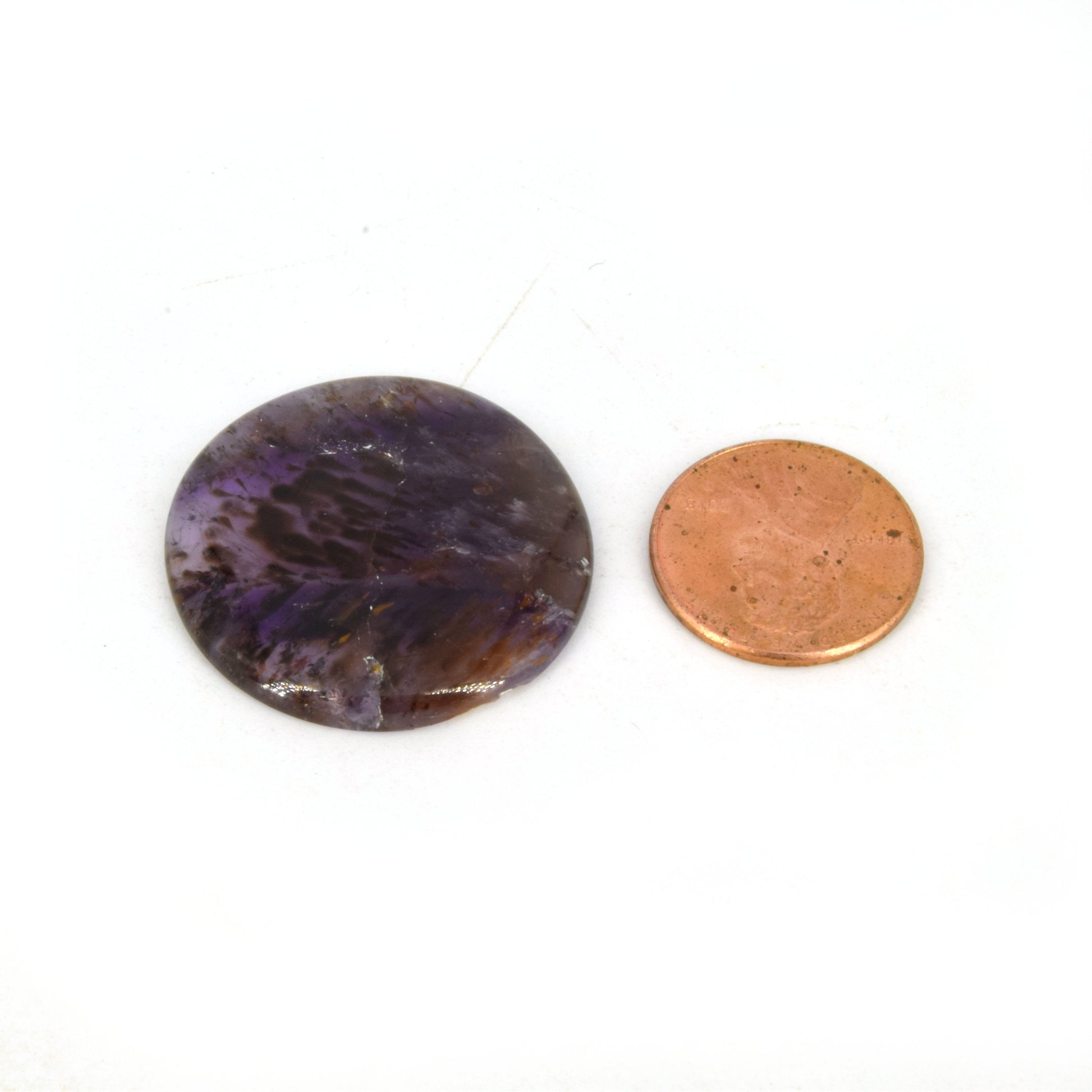 Cacoxenite Cabochon | Round Shaped Flat Back Cabochon | 29mm x 29mm - 4mm Dome Height | OOAK Natural Gemstone Cabochon