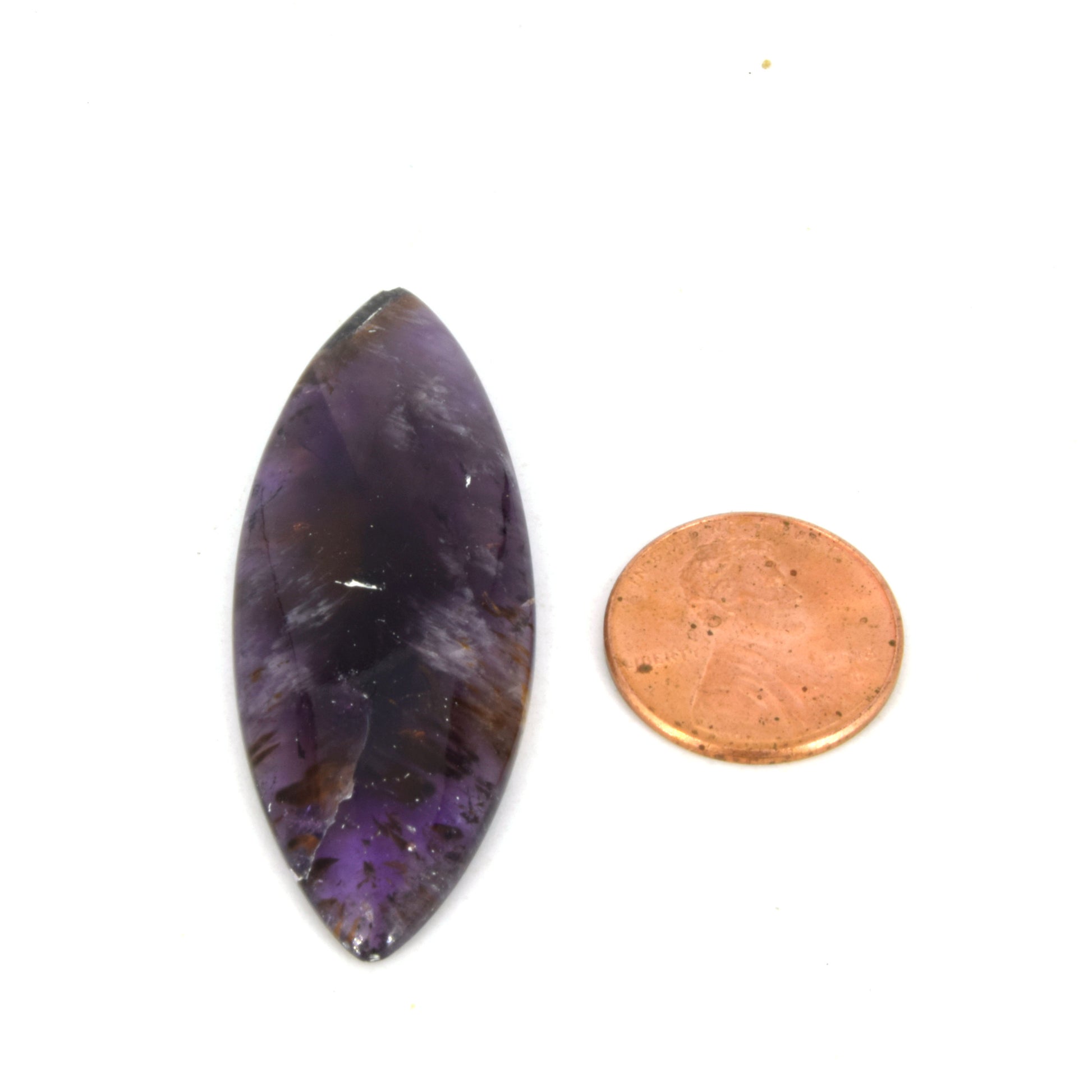 Cacoxenite Cabochon | Marquise Shaped Flat Back Cabochon | 19mm x 53mm - 4mm Dome Height | OOAK Natural Gemstone Cabochon