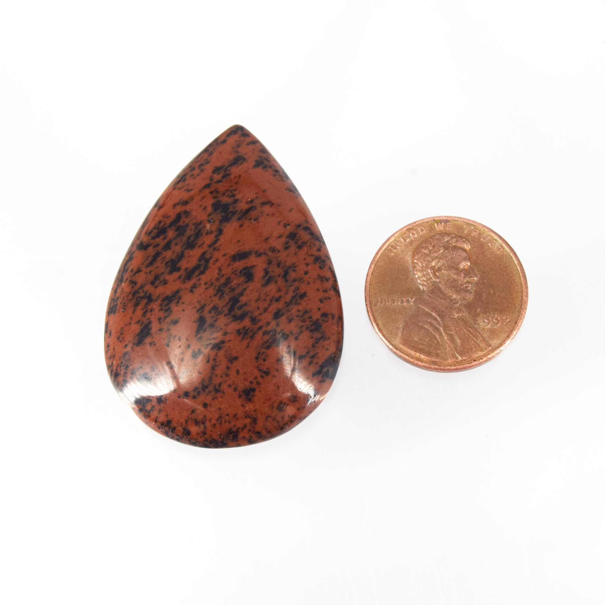 Mahogany Jasper Cabochon | Pear Flat Back Cabochon | 28mm x 40mm - 6mm Dome Height | OOAK Natural Gemstone Cabochon