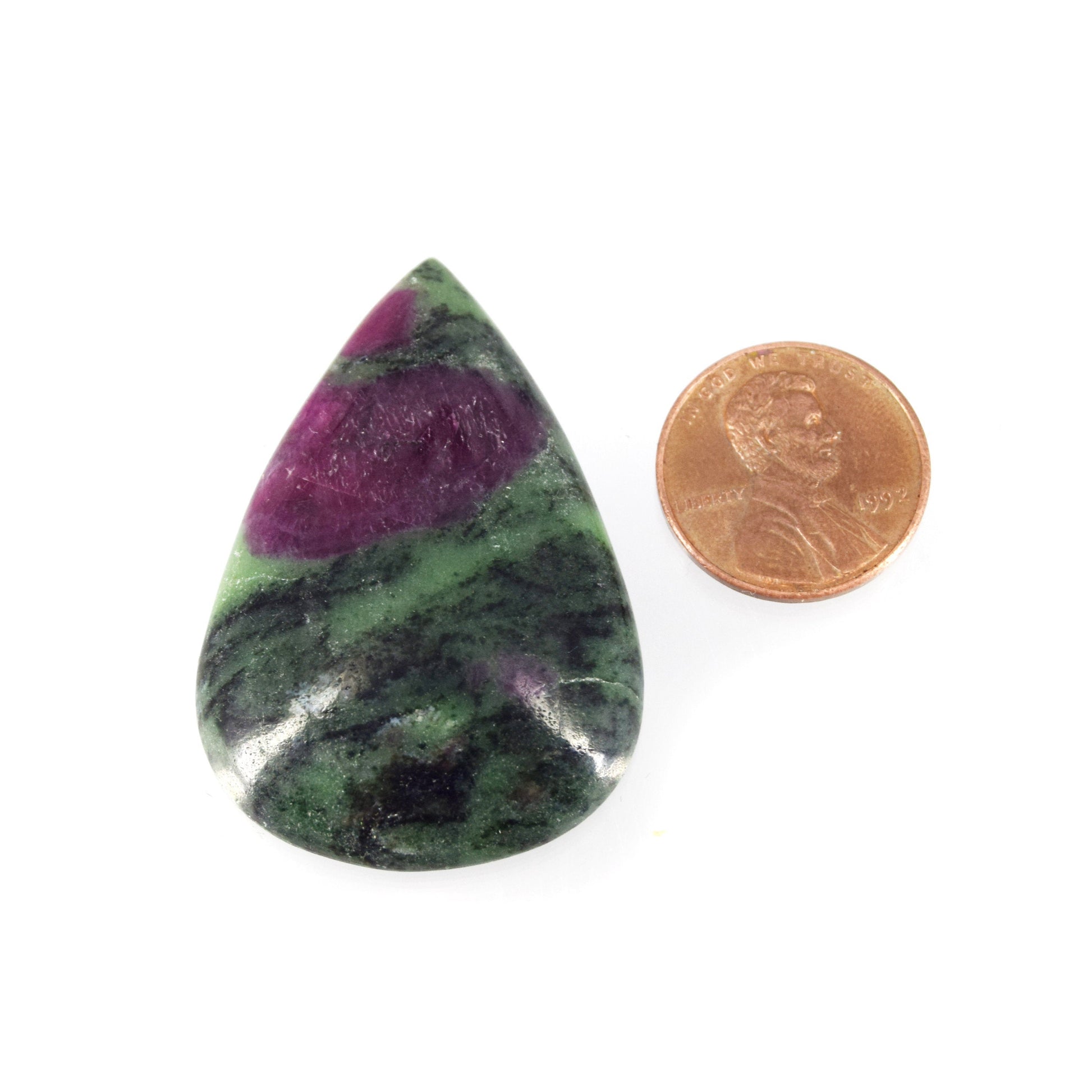 Ruby Zoisite Cabochon | Pear Flat Back Cabochon | 30mm x 44mm - 6mm Dome Height | OOAK Natural Gemstone Cabochon