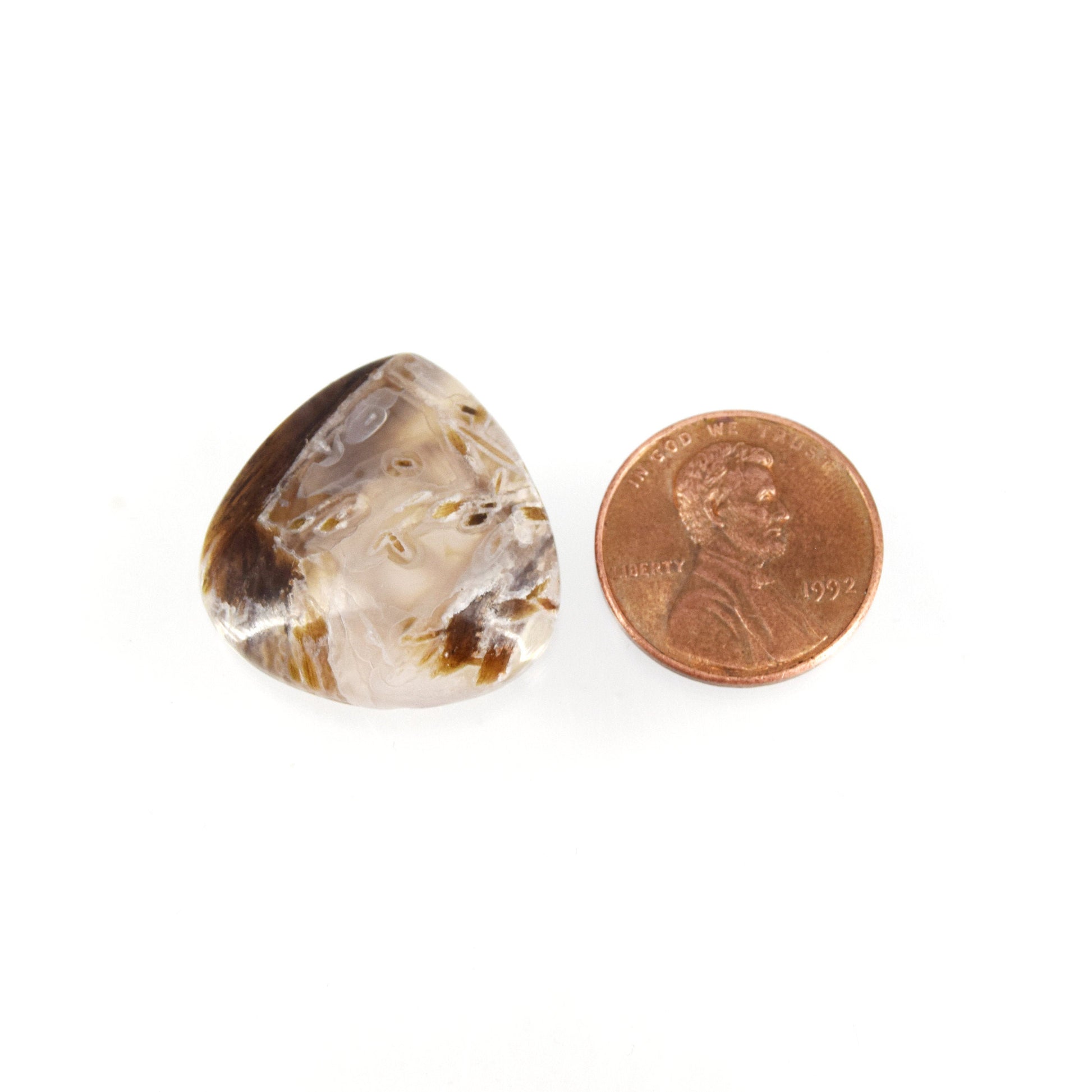 Stick Agate Cabochon | Pear Flat Back Cabochon | 24mm x 24mm - 6mm Dome Height | OOAK Natural Gemstone Cabochon