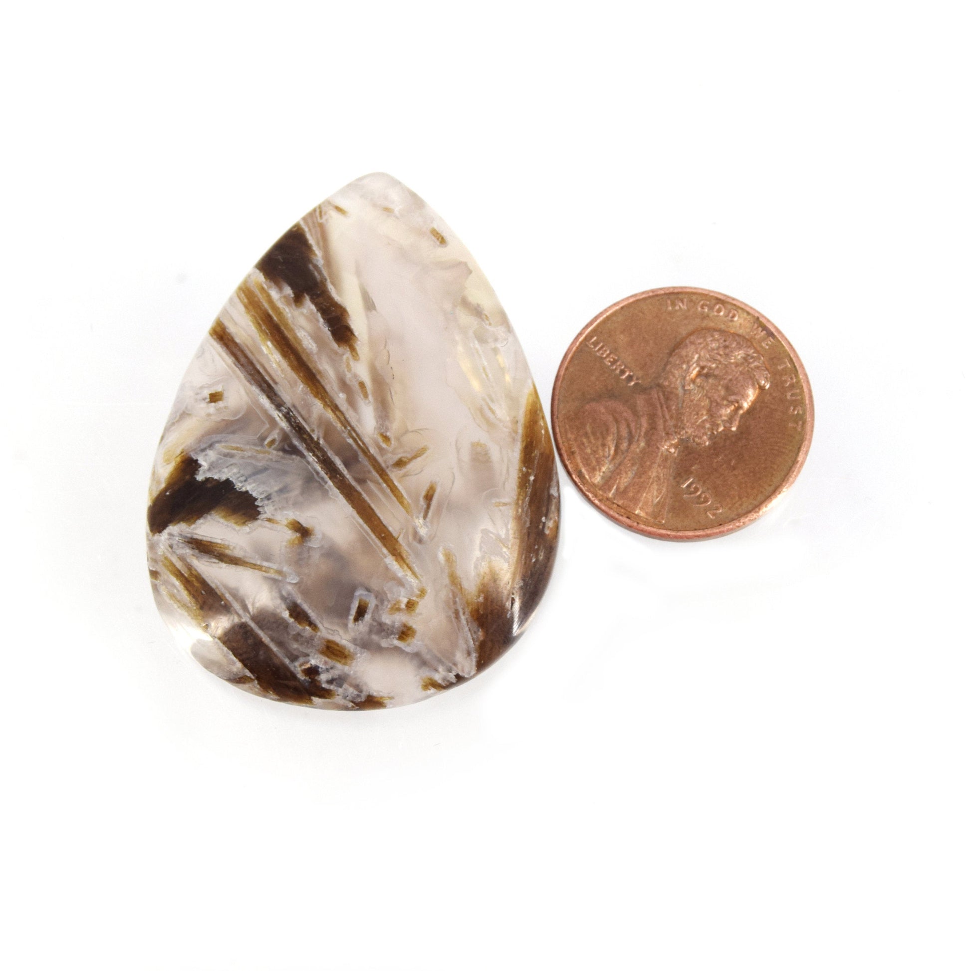 Stick Agate Cabochon | Pear Flat Back Cabochon | 30mm x 40mm - 5mm Dome Height | OOAK Natural Gemstone Cabochon