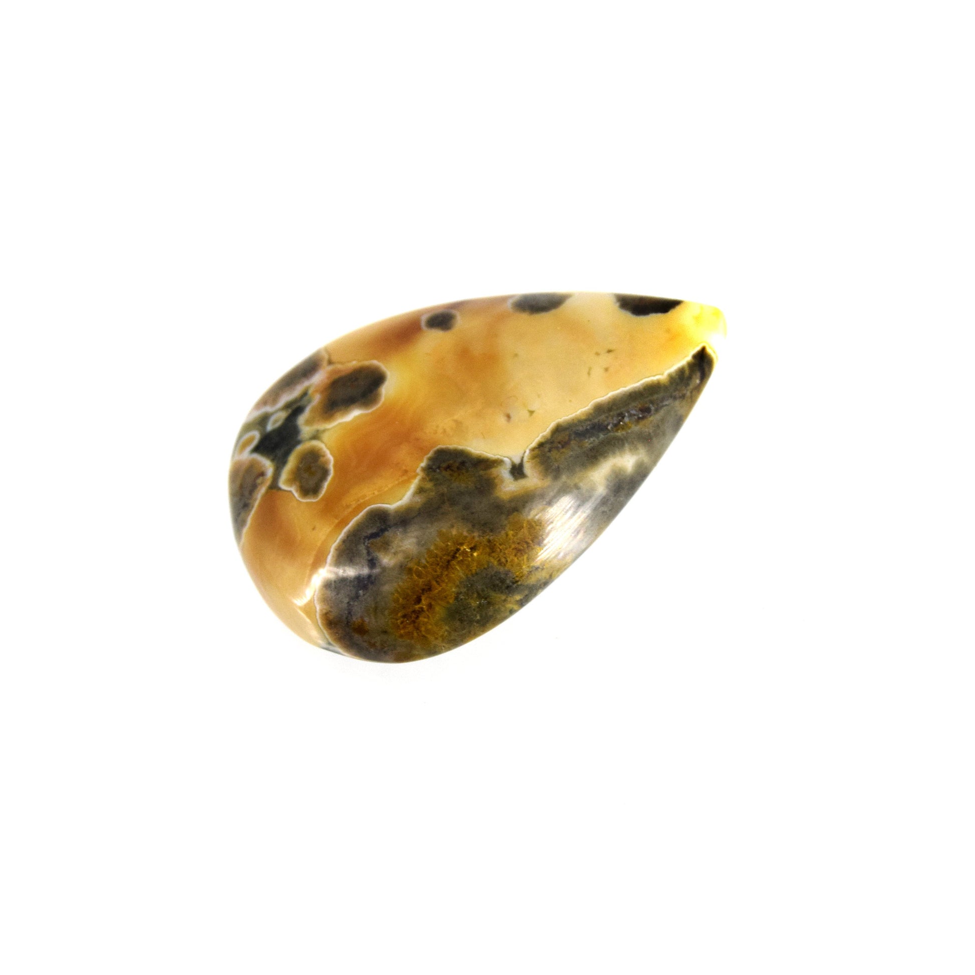 Ocean Jasper Cabochon | Pear Shaped Flat Back Cabochon | 27mm x 38mm - 7mm Dome Height | OOAK Natural Gemstone Cabochon