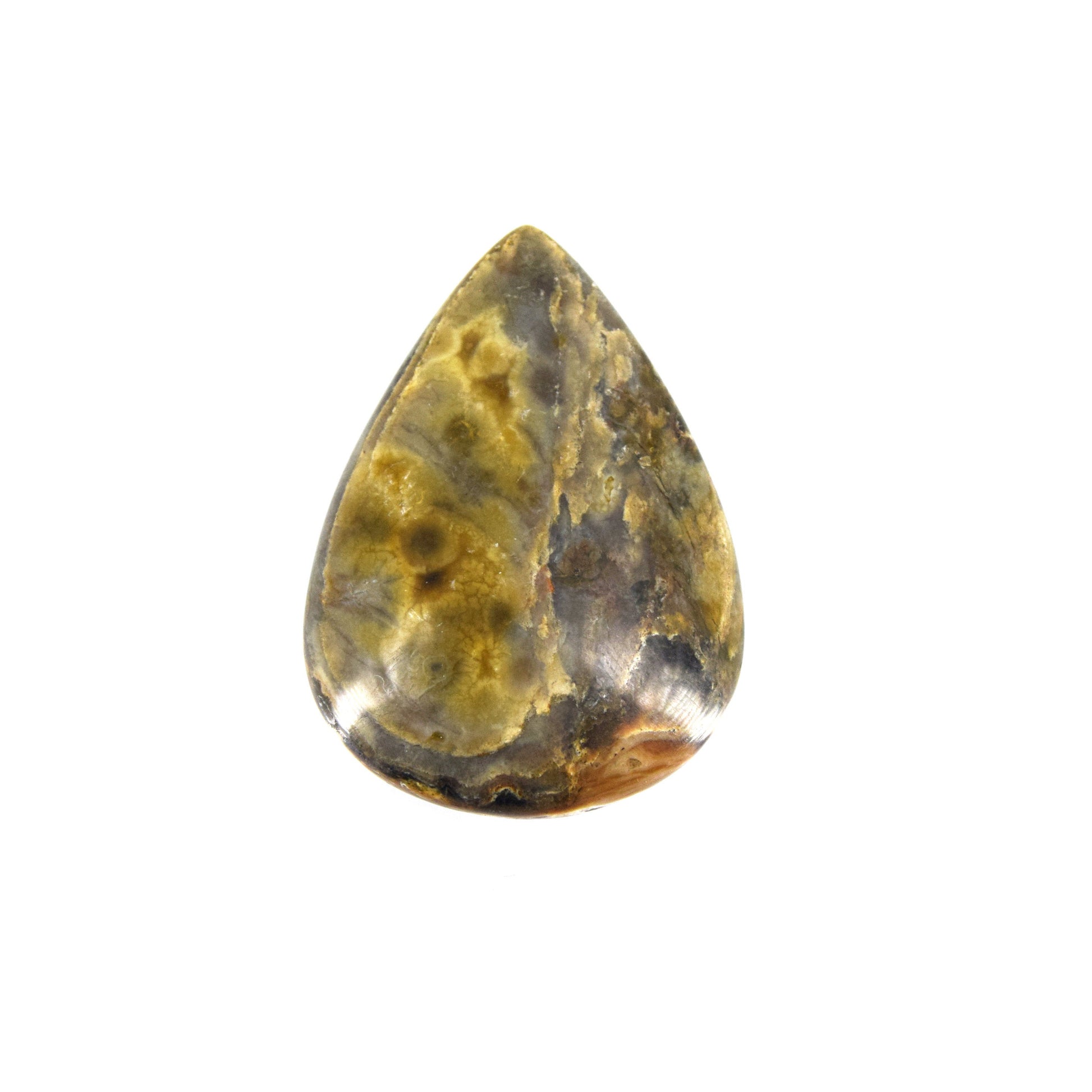 Ocean Jasper Cabochon | Pear Shaped Flat Back Cabochon | 28mm x 39mm - 5mm Dome Height | OOAK Natural Gemstone Cabochon