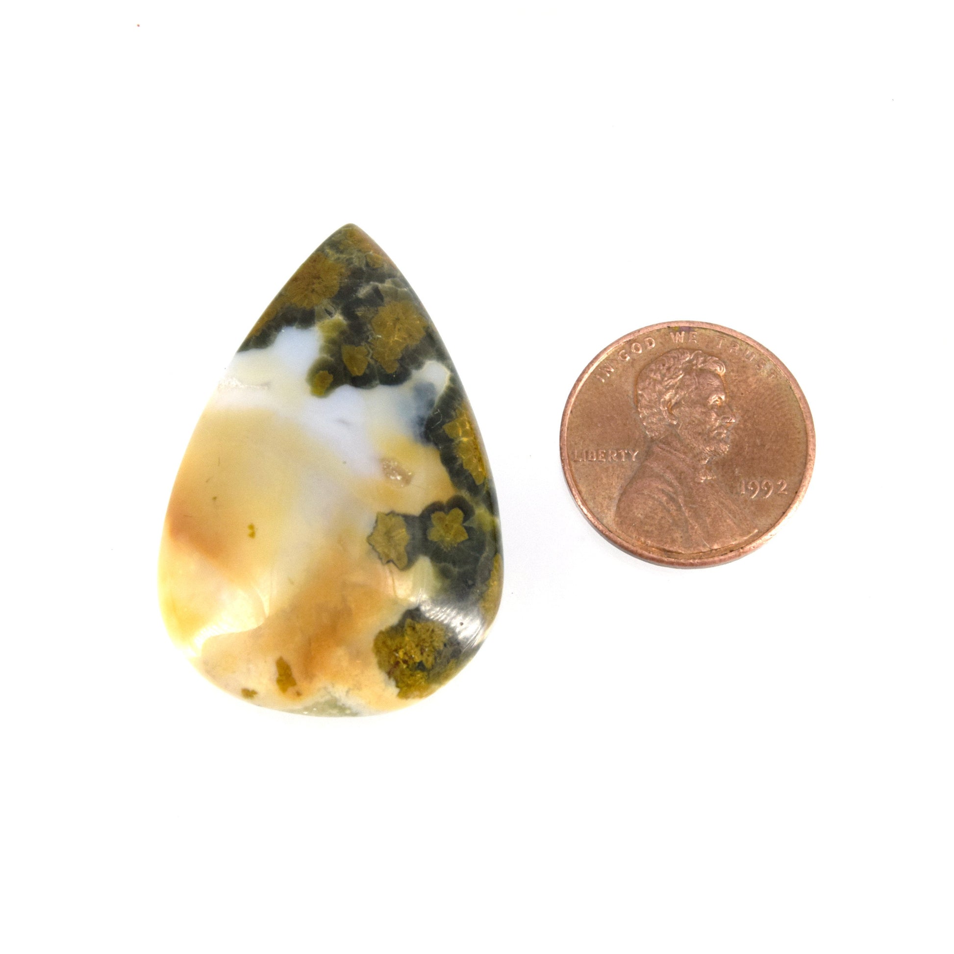 Ocean Jasper Cabochon | Pear Shaped Flat Back Cabochon | 25mm x 38mm - 6mm Dome Height | OOAK Natural Gemstone Cabochon