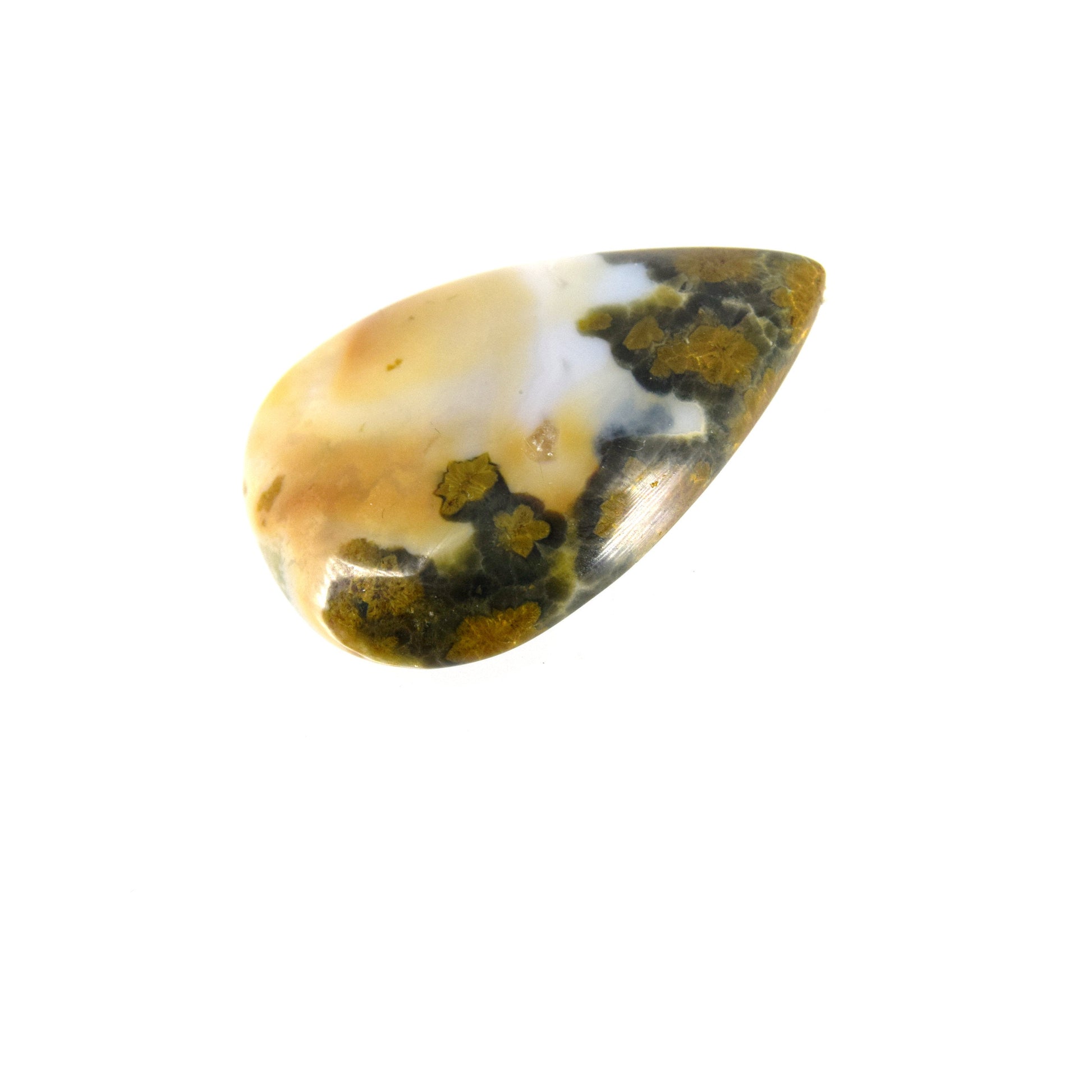 Ocean Jasper Cabochon | Pear Shaped Flat Back Cabochon | 25mm x 38mm - 6mm Dome Height | OOAK Natural Gemstone Cabochon