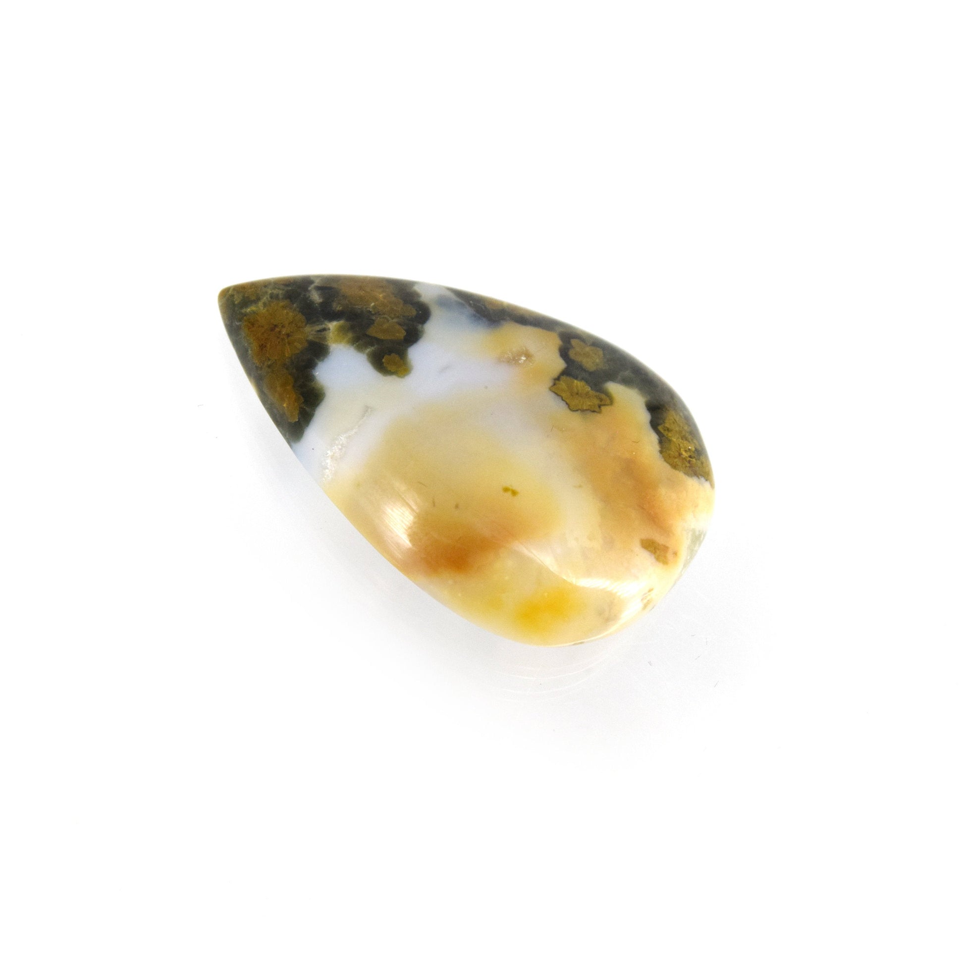 Ocean Jasper Cabochon | Pear Shaped Flat Back Cabochon | 25mm x 38mm - 6mm Dome Height | OOAK Natural Gemstone Cabochon