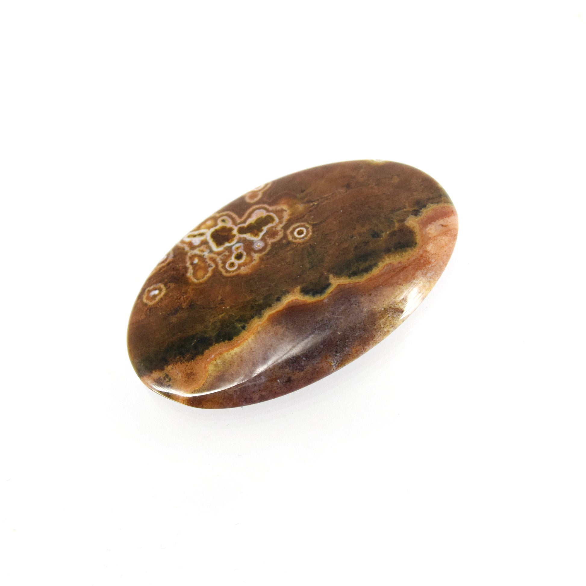 Ocean Jasper Cabochon | Round Flat Back Cabochon | 31mm x 47mm - 5mm Dome Height | OOAK Natural Gemstone Cabochon