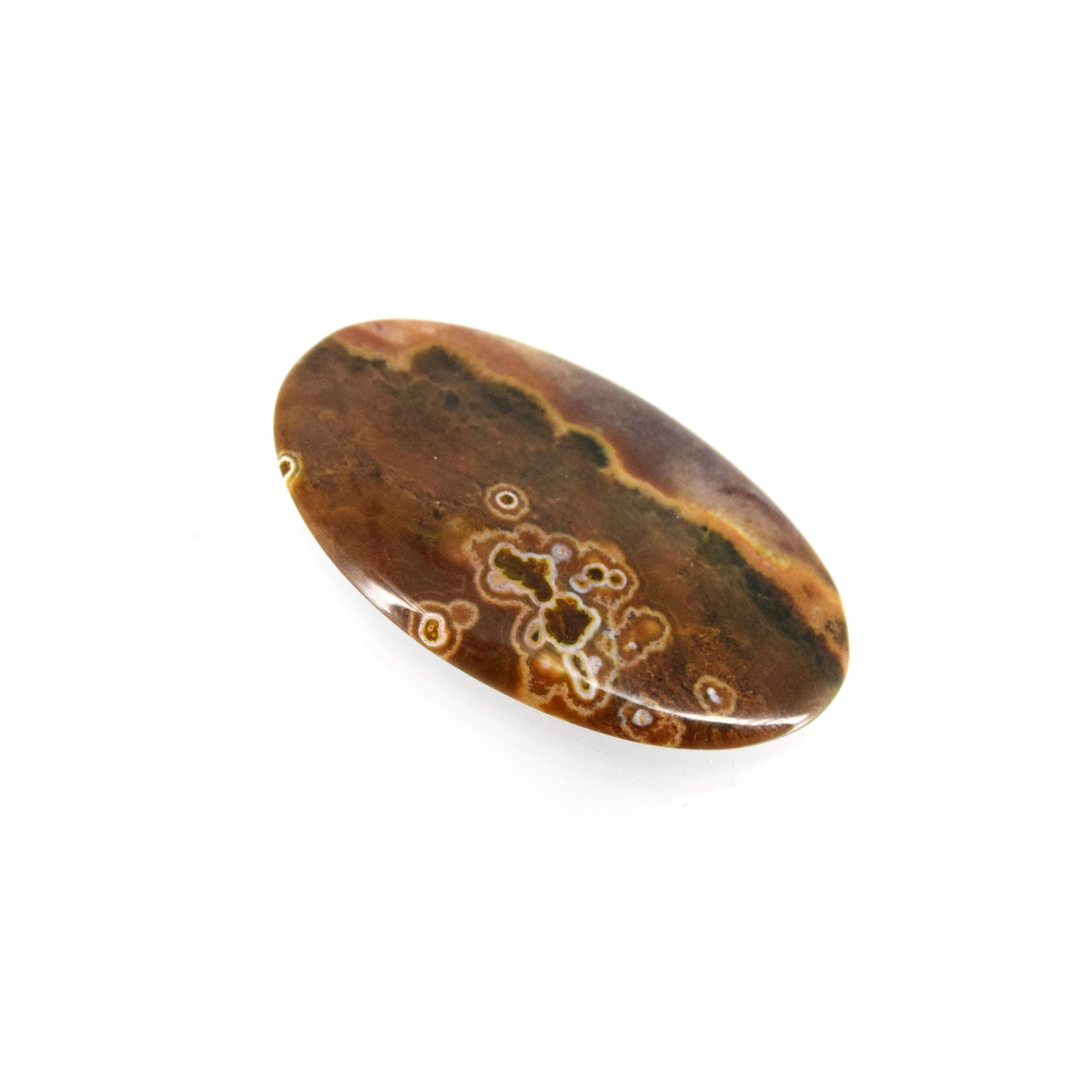 Ocean Jasper Cabochon | Round Flat Back Cabochon | 31mm x 47mm - 5mm Dome Height | OOAK Natural Gemstone Cabochon