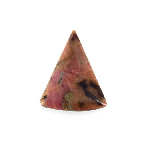 Rhodonite Cabochon | Trillion Shaped Flat Back Cabochon | 29mm x 38mm - 5mm Dome Height | OOAK Natural Gemstone Cabochon
