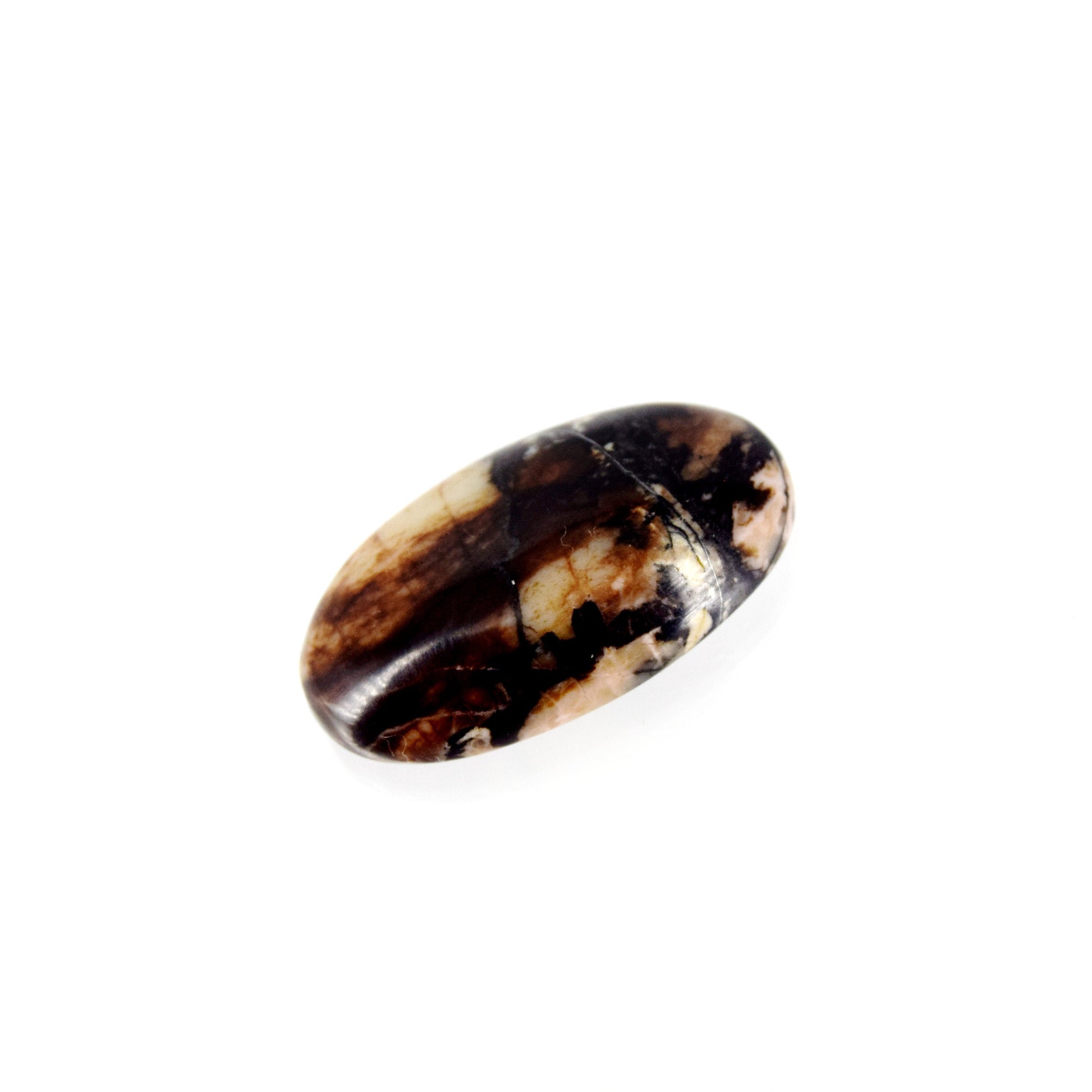Rhodonite Cabochon | Round Flat Back Cabochon | 19mm x 31mm - 7mm Dome Height | OOAK Natural Gemstone Cabochon