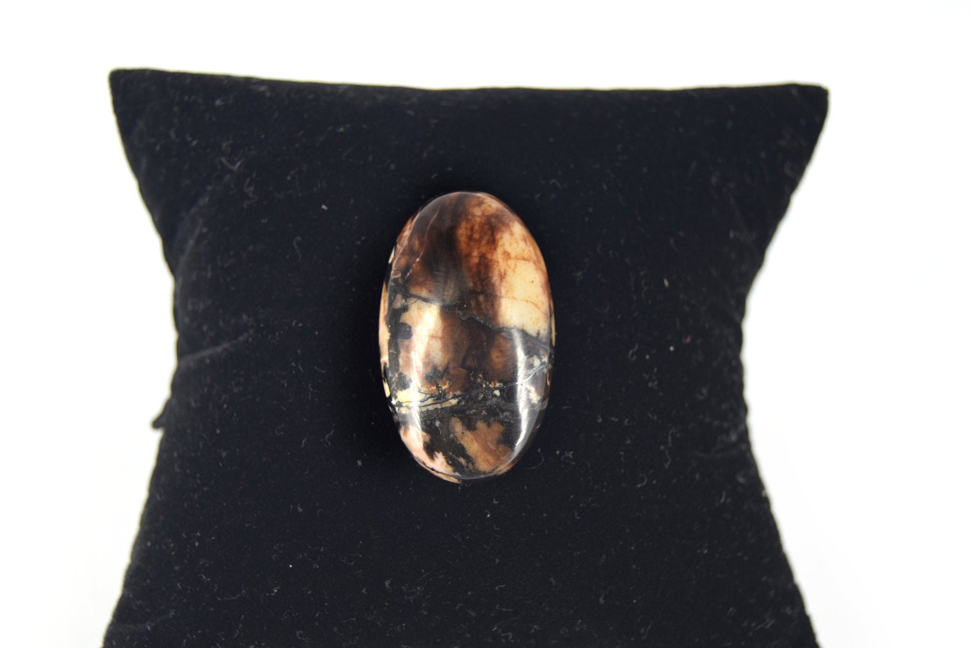 Rhodonite Cabochon | Round Flat Back Cabochon | 19mm x 31mm - 7mm Dome Height | OOAK Natural Gemstone Cabochon