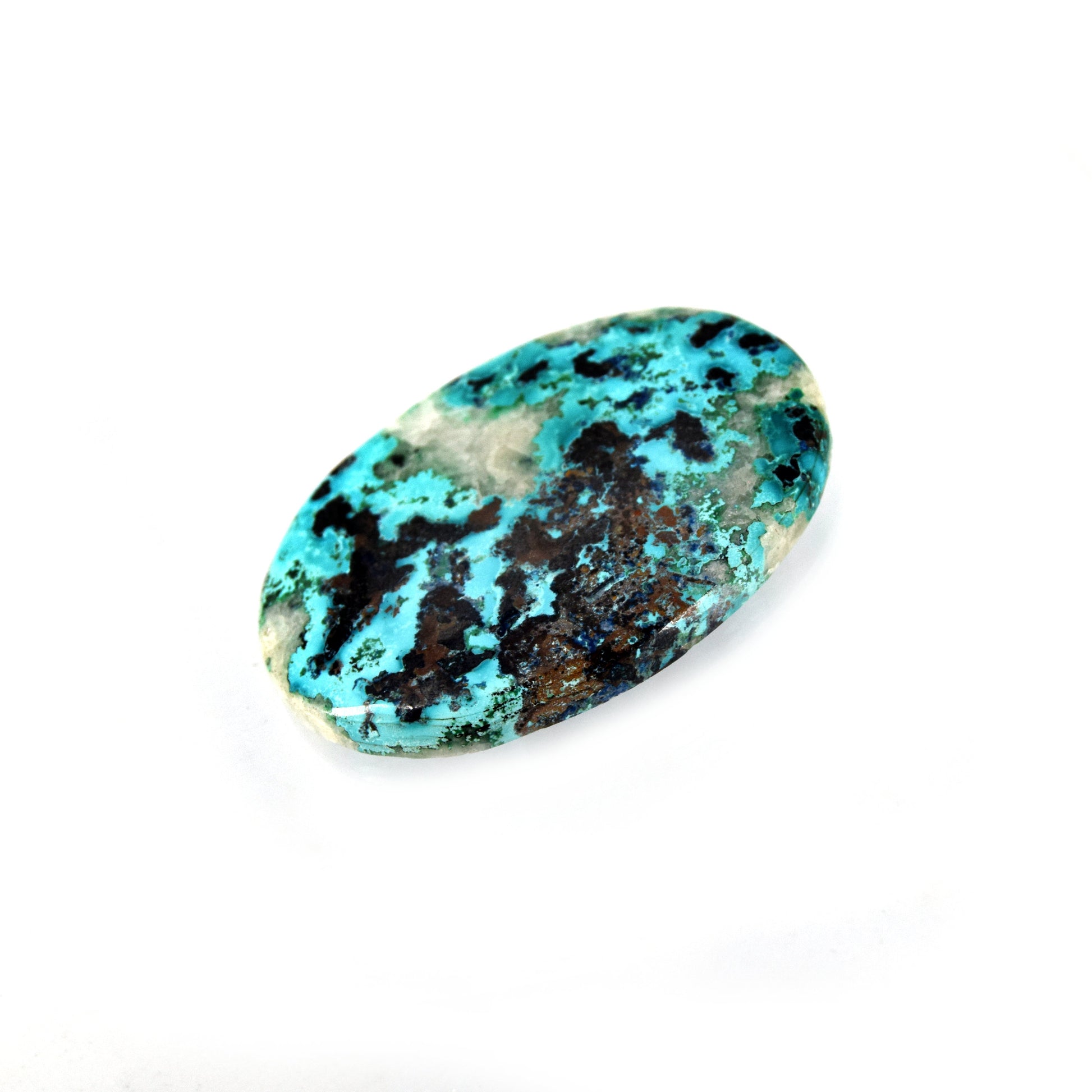 Azurite Cabochon | Round Flat Back Cabochon | 30mm x 43mm - 5mm Dome Height | OOAK Natural Gemstone Cabochon | Loose Gemstone