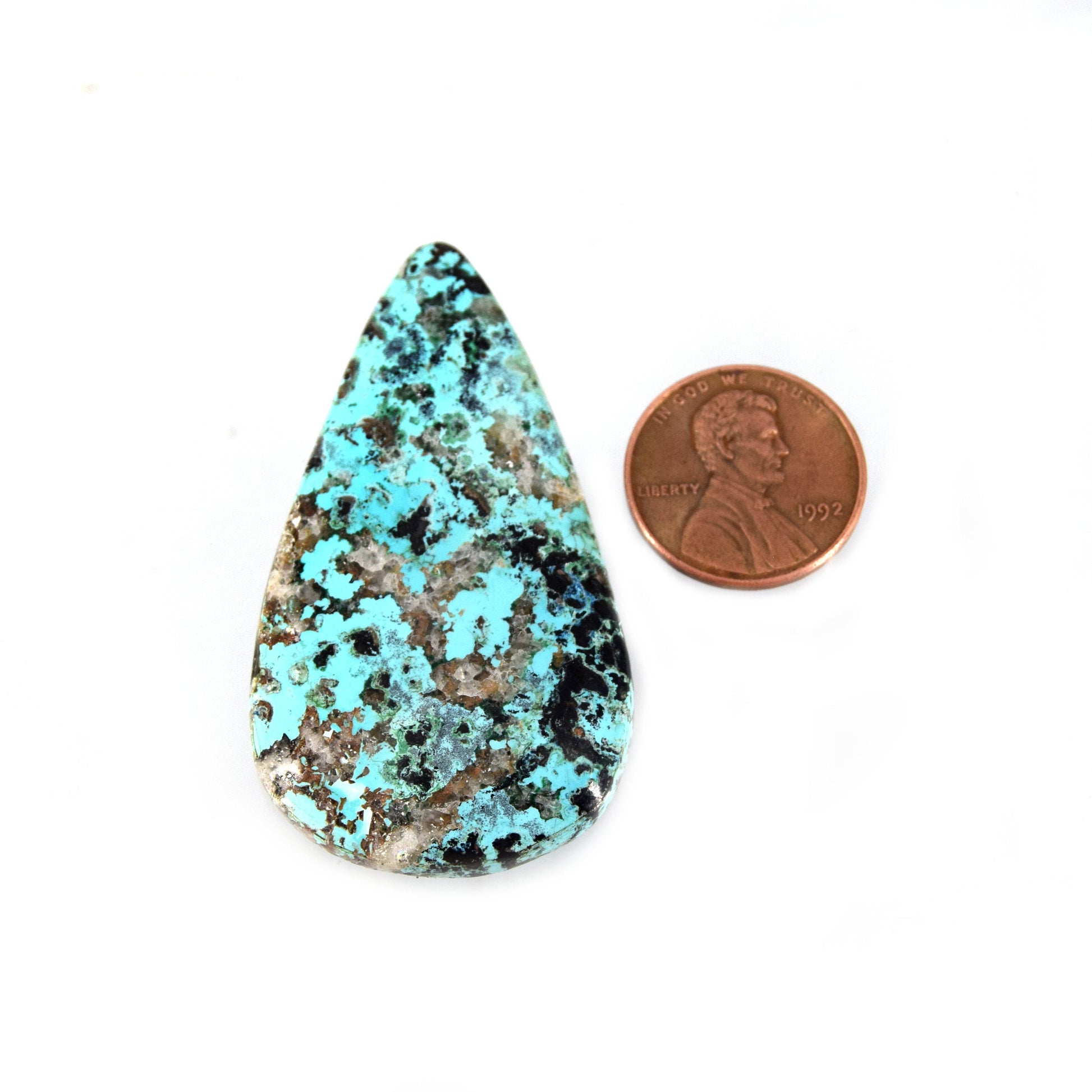 Azurite Cabochon | Pear Shaped Flat Back Cabochon | 29mm x 53mm - 5mm Dome Height | OOAK Natural Gemstone Cabochon | Loose Gemstone