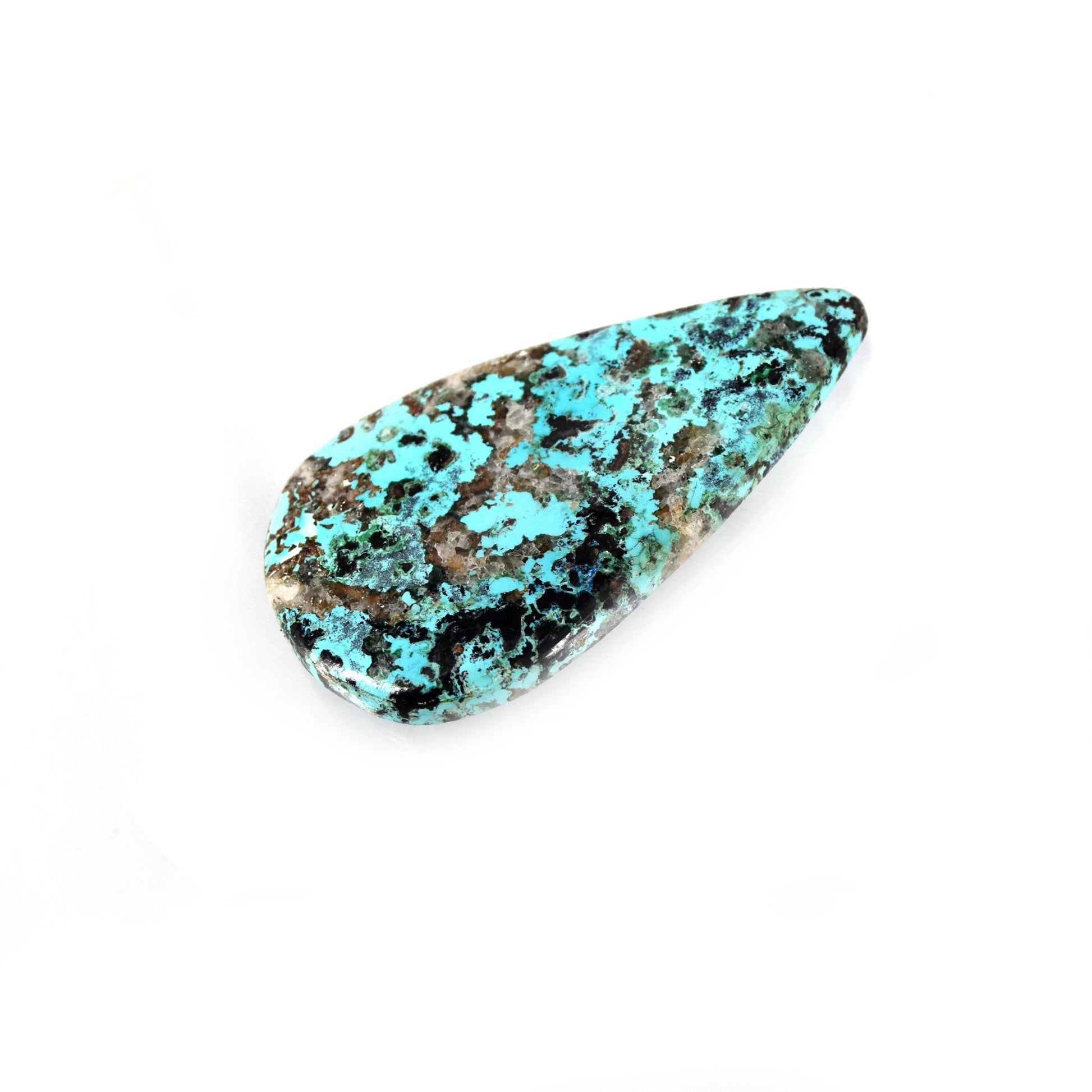 Azurite Cabochon | Pear Shaped Flat Back Cabochon | 29mm x 53mm - 5mm Dome Height | OOAK Natural Gemstone Cabochon | Loose Gemstone