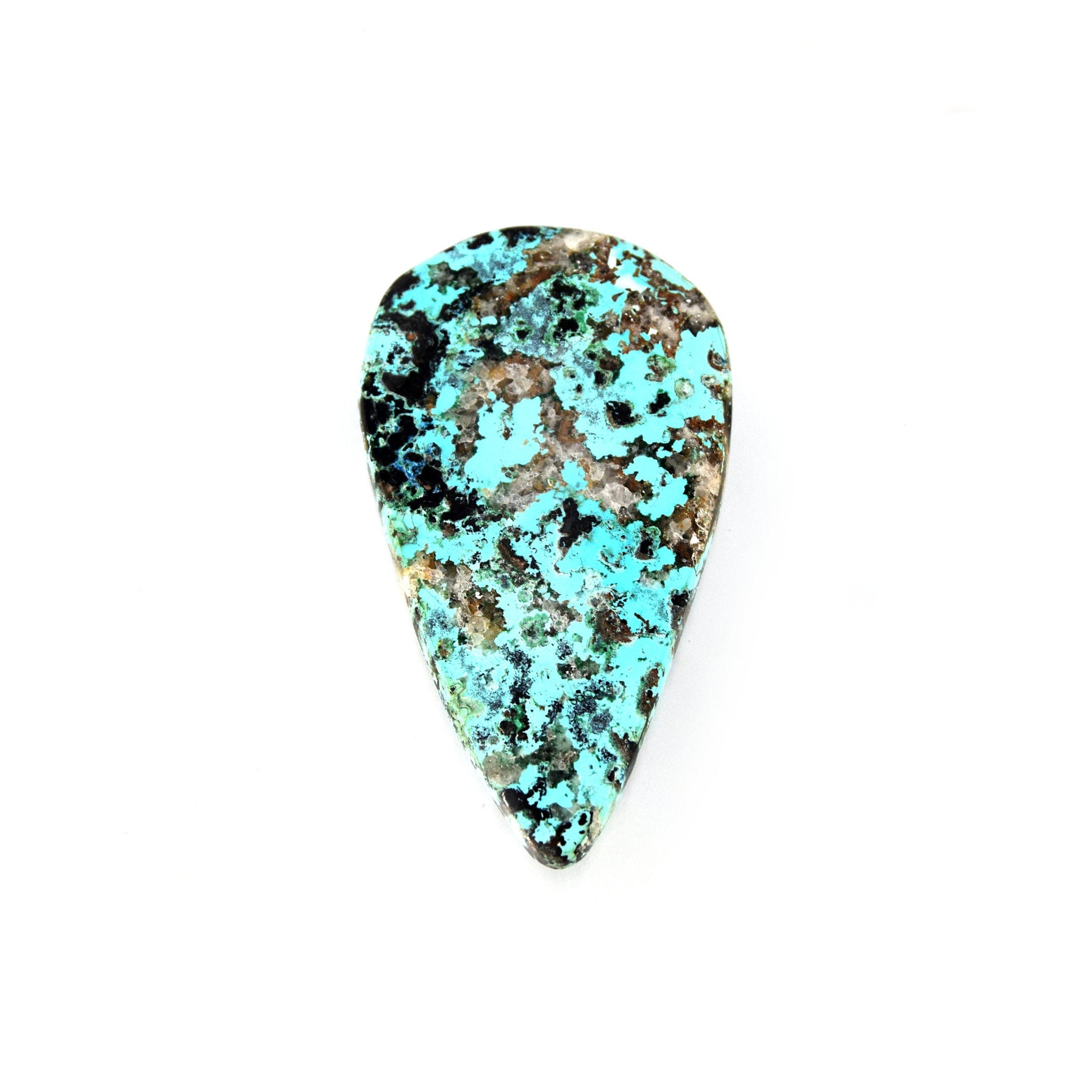 Azurite Cabochon | Pear Shaped Flat Back Cabochon | 29mm x 53mm - 5mm Dome Height | OOAK Natural Gemstone Cabochon | Loose Gemstone