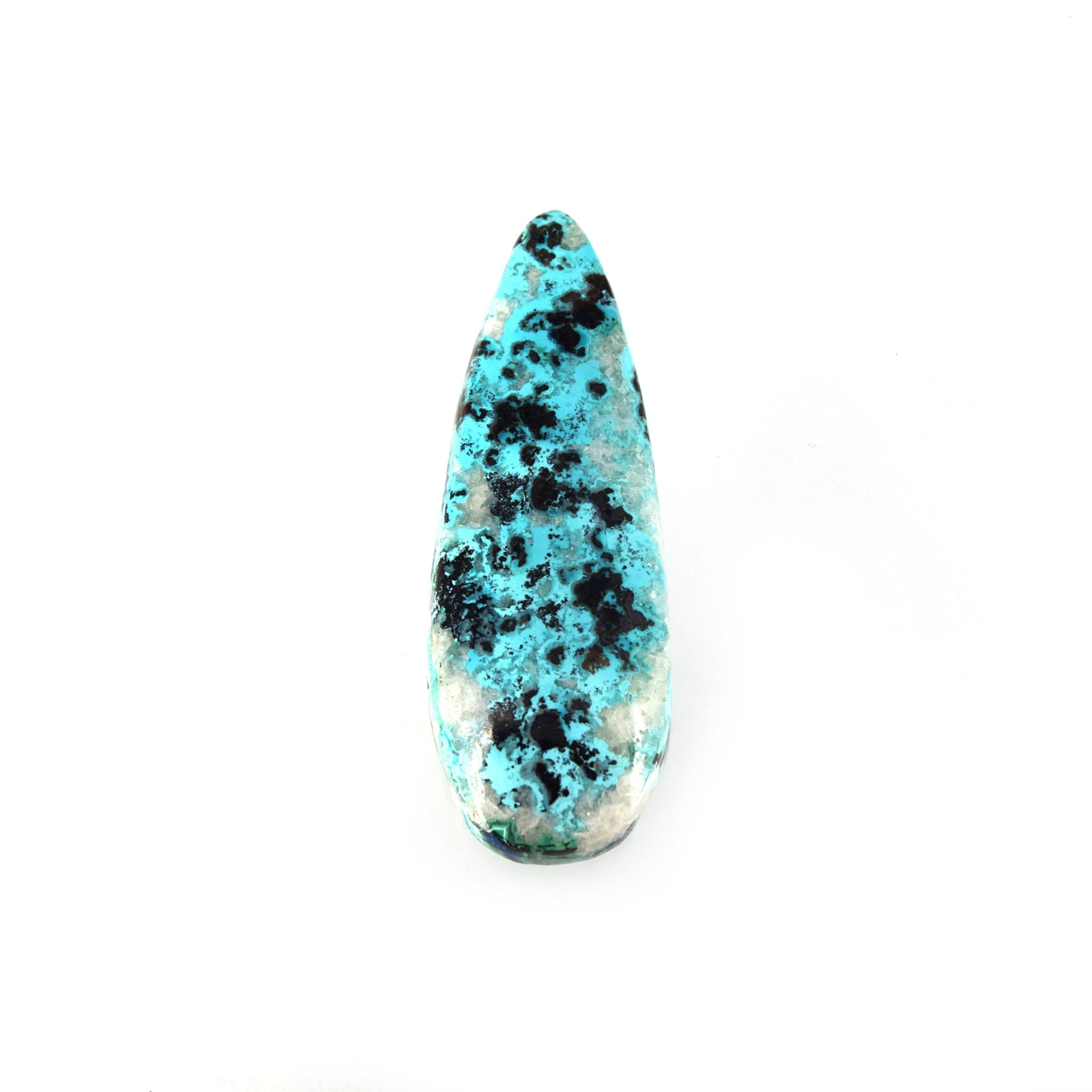 Azurite Cabochon | Pear Shaped Flat Back Cabochon | 19mm x 53mm - 6mm Dome Height | OOAK Natural Gemstone Cabochon | Loose Gemstone