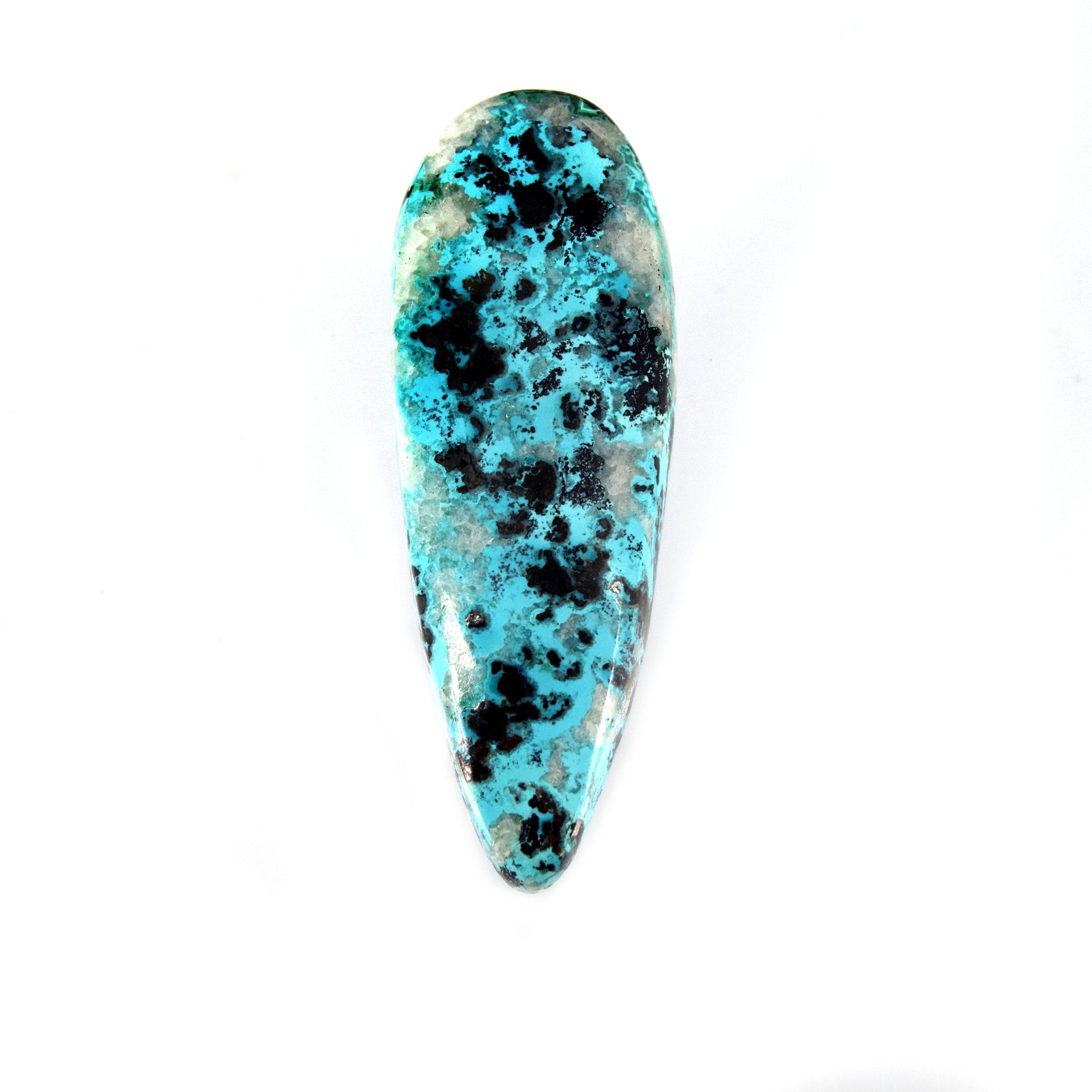 Azurite Cabochon | Pear Shaped Flat Back Cabochon | 19mm x 53mm - 6mm Dome Height | OOAK Natural Gemstone Cabochon | Loose Gemstone