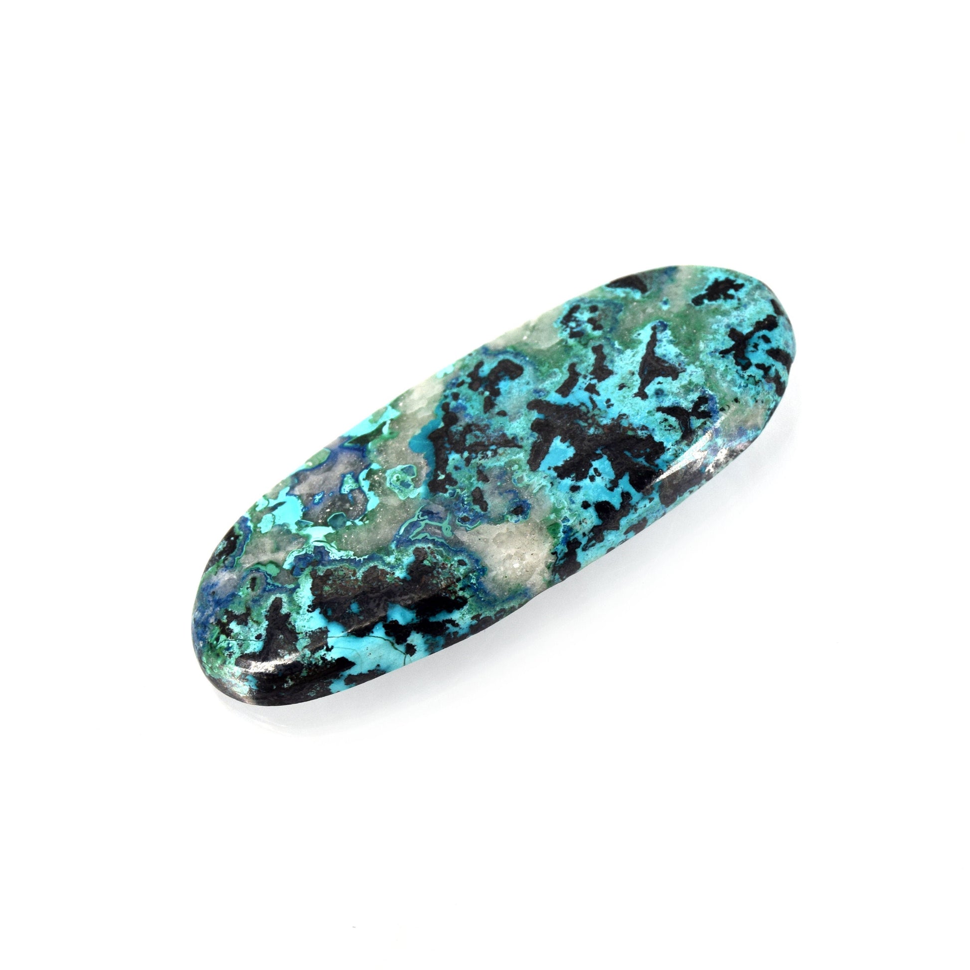 Azurite Cabochon | Round Flat Back Cabochon | 22mm x 55mm - 6mm Dome Height | OOAK Natural Gemstone Cabochon | Loose Gemstone