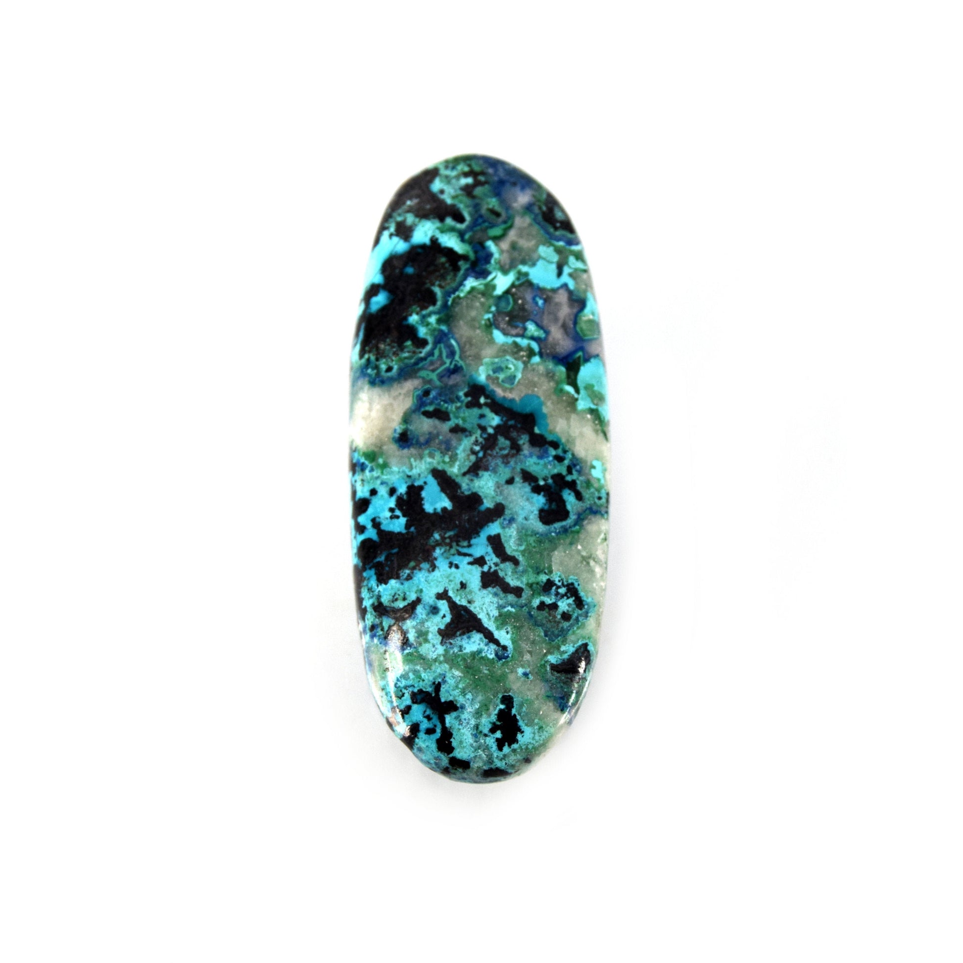 Azurite Cabochon | Round Flat Back Cabochon | 22mm x 55mm - 6mm Dome Height | OOAK Natural Gemstone Cabochon | Loose Gemstone