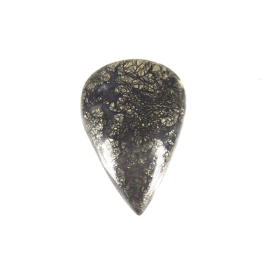 Marcasite Cabochon | Teardrop Flat Back Cabochon | 23mm x 35mm - 6.5mm Dome Height | OOAK Natural Gemstone Cabochon
