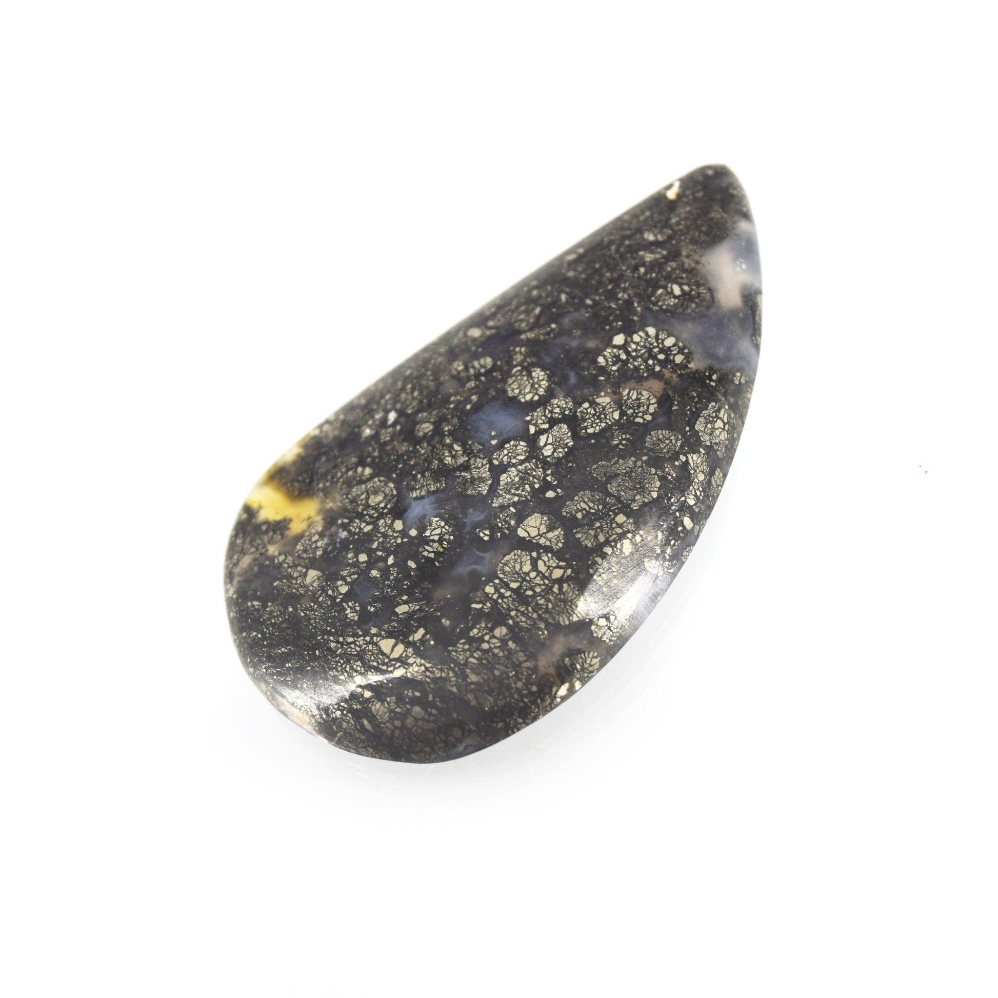 Marcasite Cabochon | Pear Shaped Flat Back Cabochon | 29.5mm x 48mm - 5mm Dome Height | OOAK Natural Gemstone Cabochon