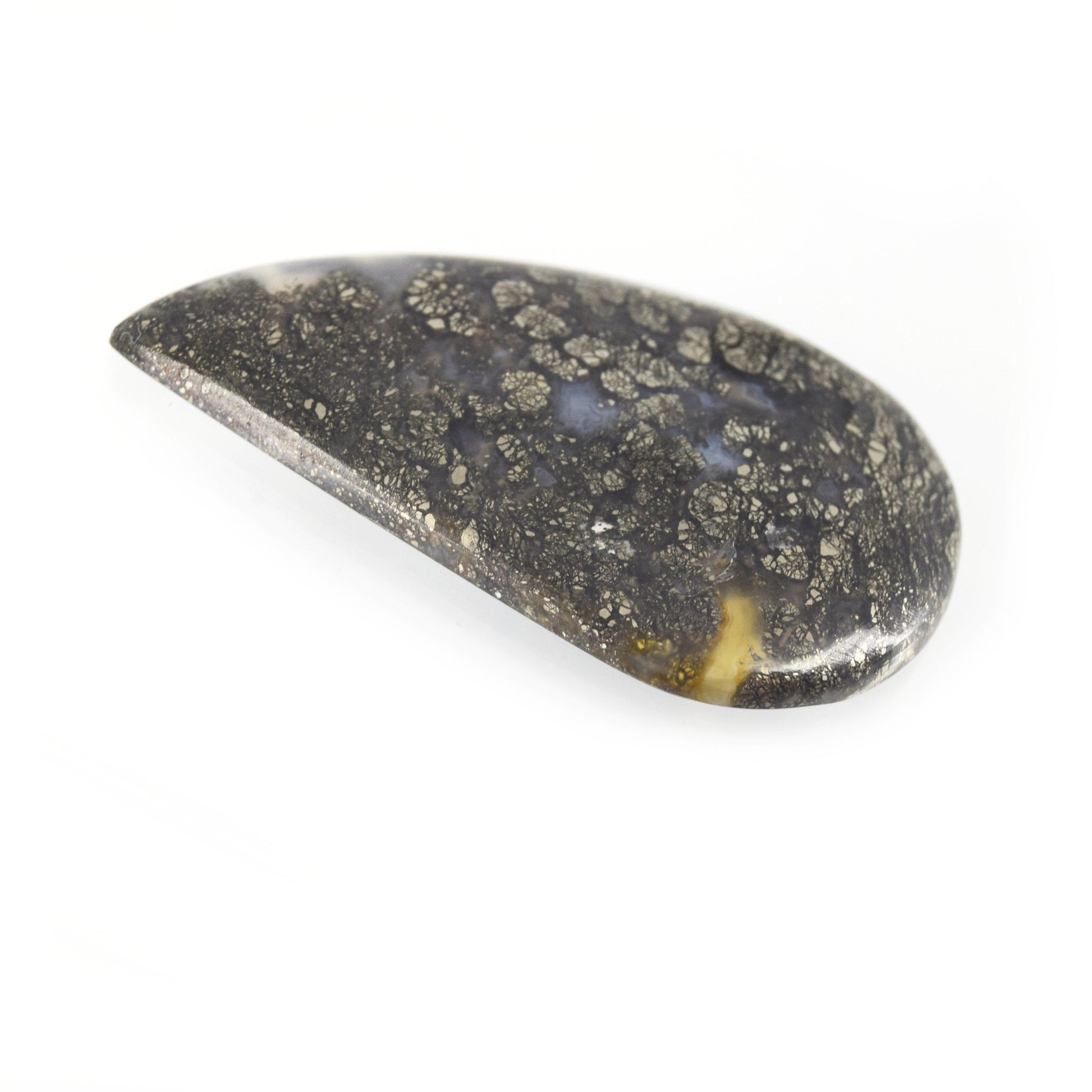 Marcasite Cabochon | Pear Shaped Flat Back Cabochon | 29.5mm x 48mm - 5mm Dome Height | OOAK Natural Gemstone Cabochon