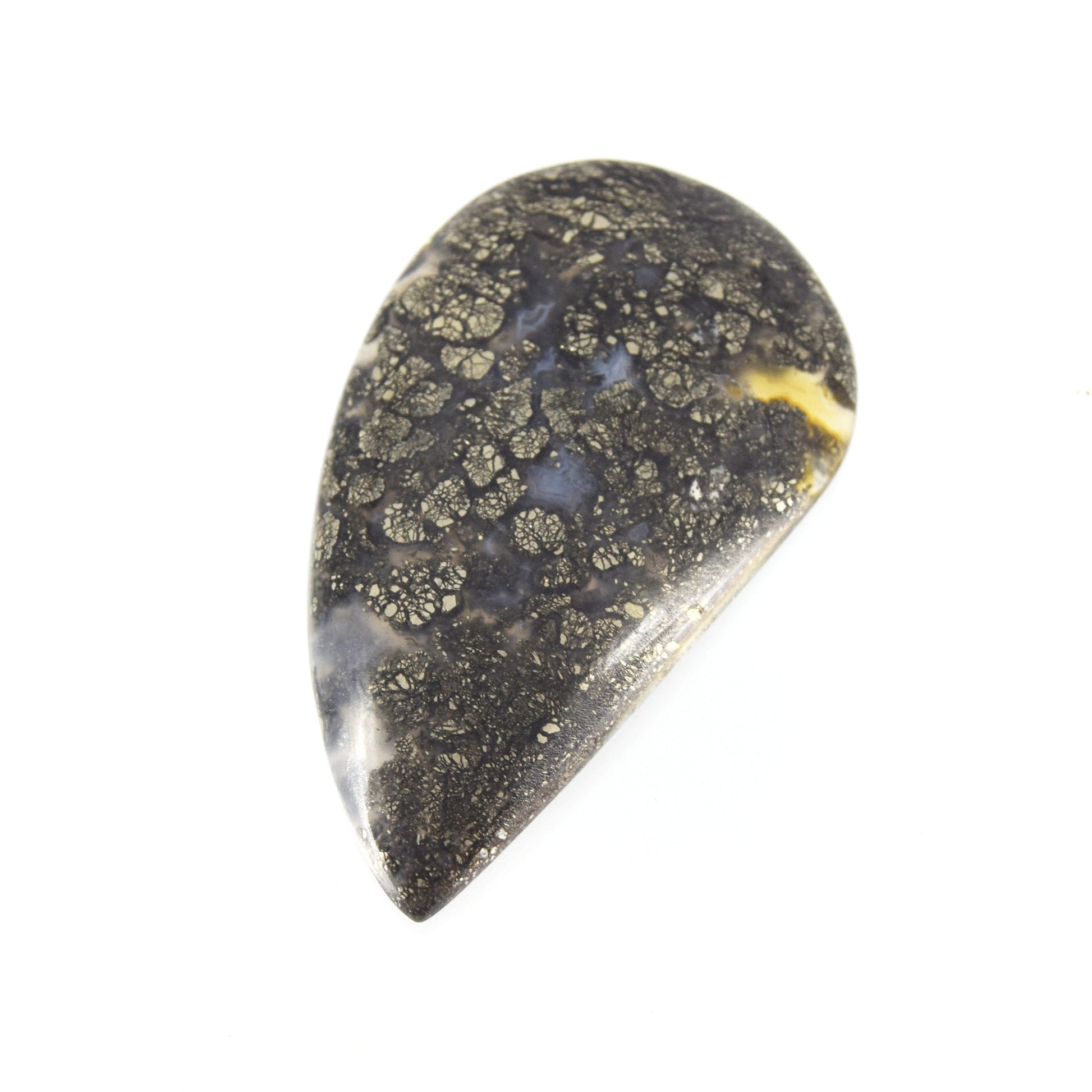 Marcasite Cabochon | Pear Shaped Flat Back Cabochon | 29.5mm x 48mm - 5mm Dome Height | OOAK Natural Gemstone Cabochon