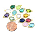 Round Charms | Oval Pendants | 10mm Gold Plated Hydro Quartz Bezels | Birthstone Charms | Bezel Pendant | Earring Components