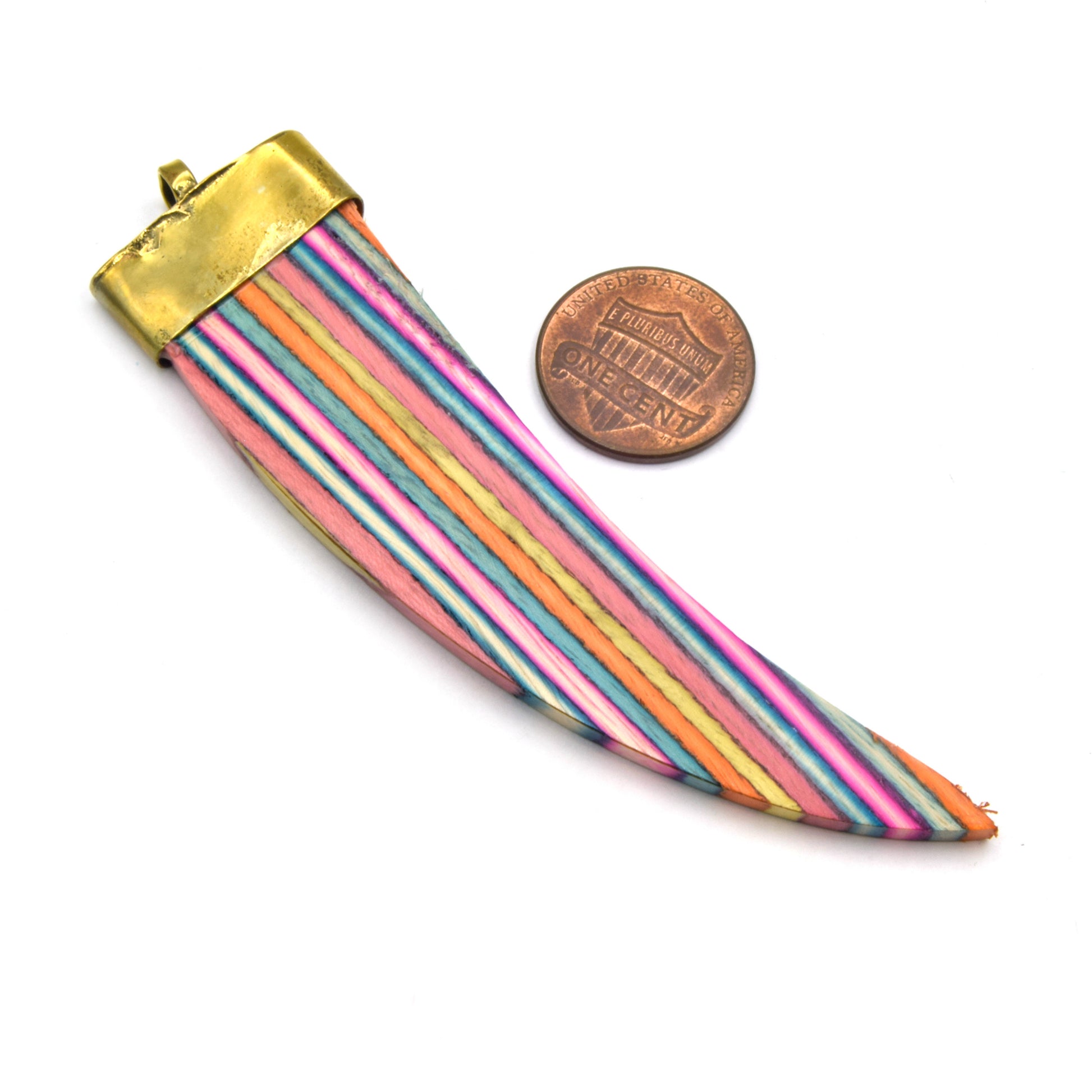 Wooden Tusk Pendants | Flat and Round Tusks | Rainbow Tusks | Striped Tusks | Focal Jewelry Pendant