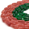 Faceted Jade Teardrop Beads | Faceted Dyed Red Green Jade Teardrop Beads | 12mm x 28mm Available