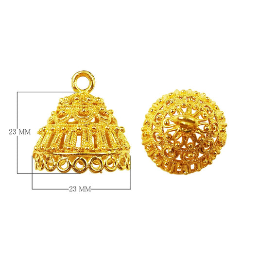 23mm x 23mm 18k Gold Overlay Round Chandelier High Quality Earring Finding - 1 Pairs Per Pack (2 Pieces Total)