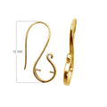 13mm x 32mm - 18k Gold Overlay 20 Gauge 'S' Shape with Inside Prongs - High Quality Earring Wire - 2 Pairs Per Pack (4 Pieces Total)