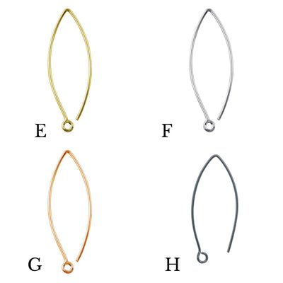 Ear Wire | Marquise Shape Elegant and Clean | High Quality Earring Wire | 18k Gold, Silver Finish, Rose Gold, Gunmetal Overlay | 20 Gauge