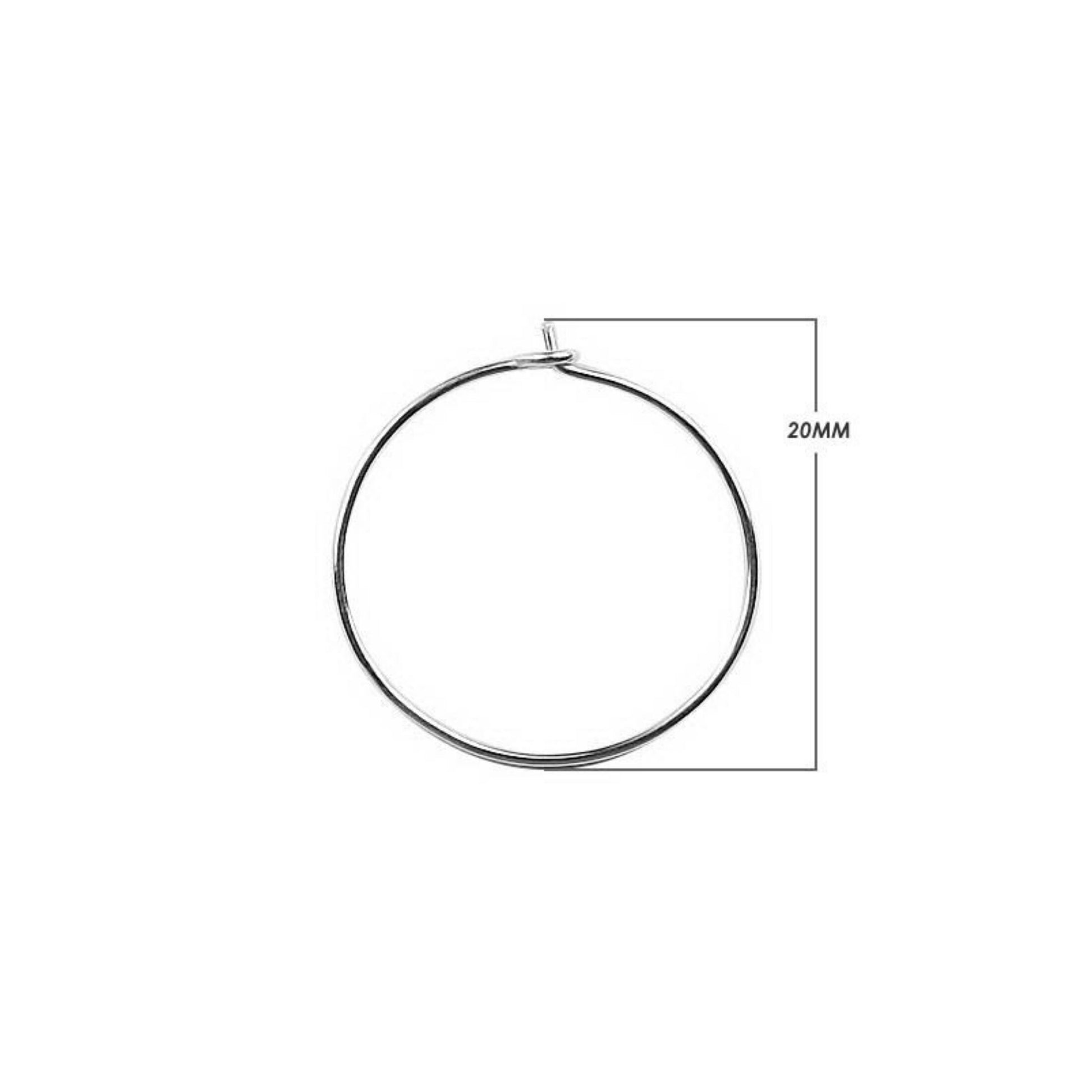 20mm x 20mm - Silver Plated Copper Circle Shaped - High Quality Earring Wire - 16 Pairs Per Pack (32 Pieces Total)