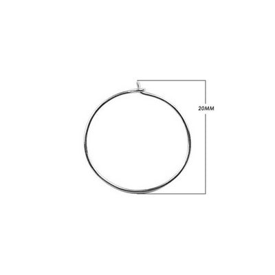 20mm x 20mm - Silver Plated Copper Circle Shaped - High Quality Earring Wire - 16 Pairs Per Pack (32 Pieces Total)