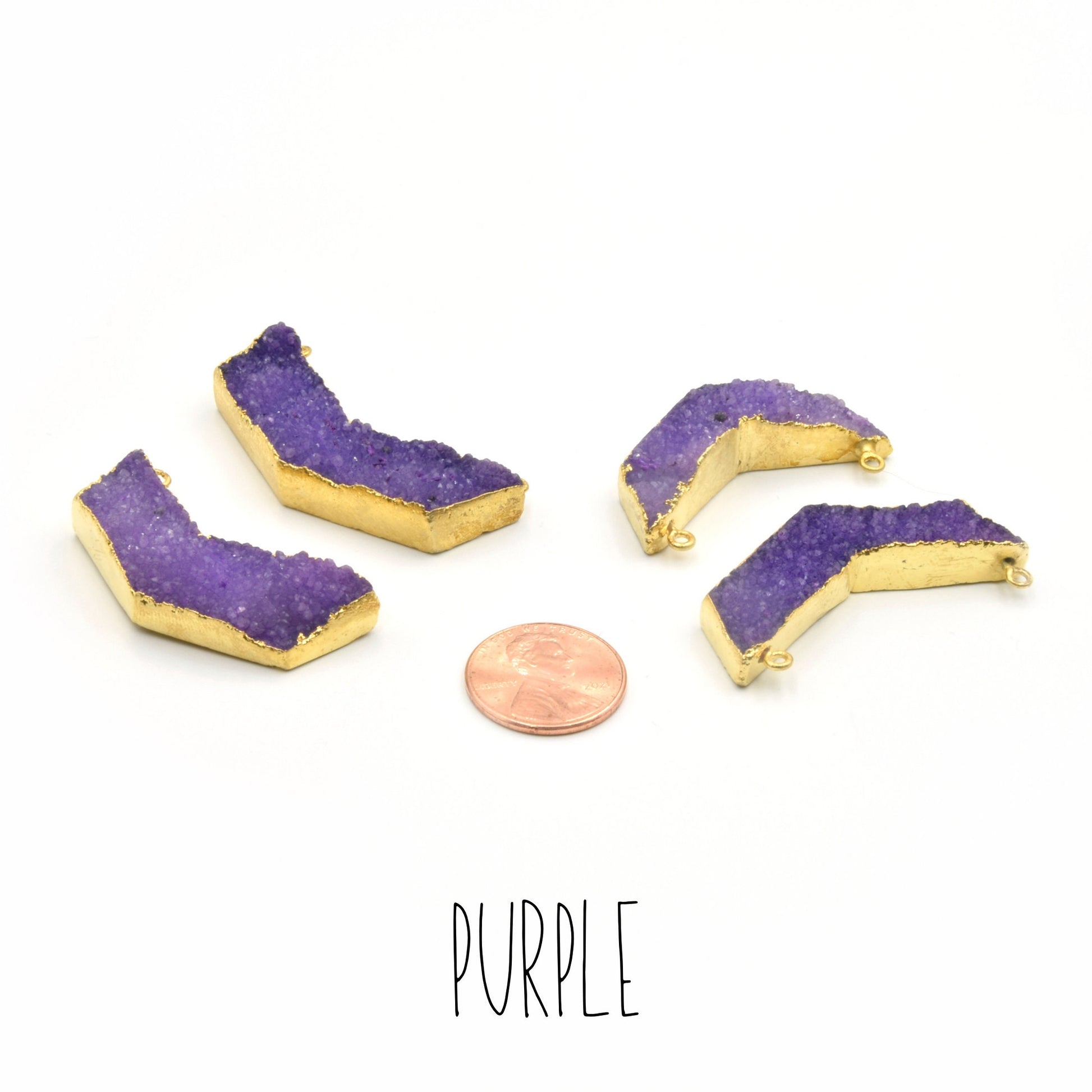 Druzy Pendant | Gold Electroplated Chevron Pendant | Arrow Pendant | Focal for Necklace | Jewelry Making Supplies