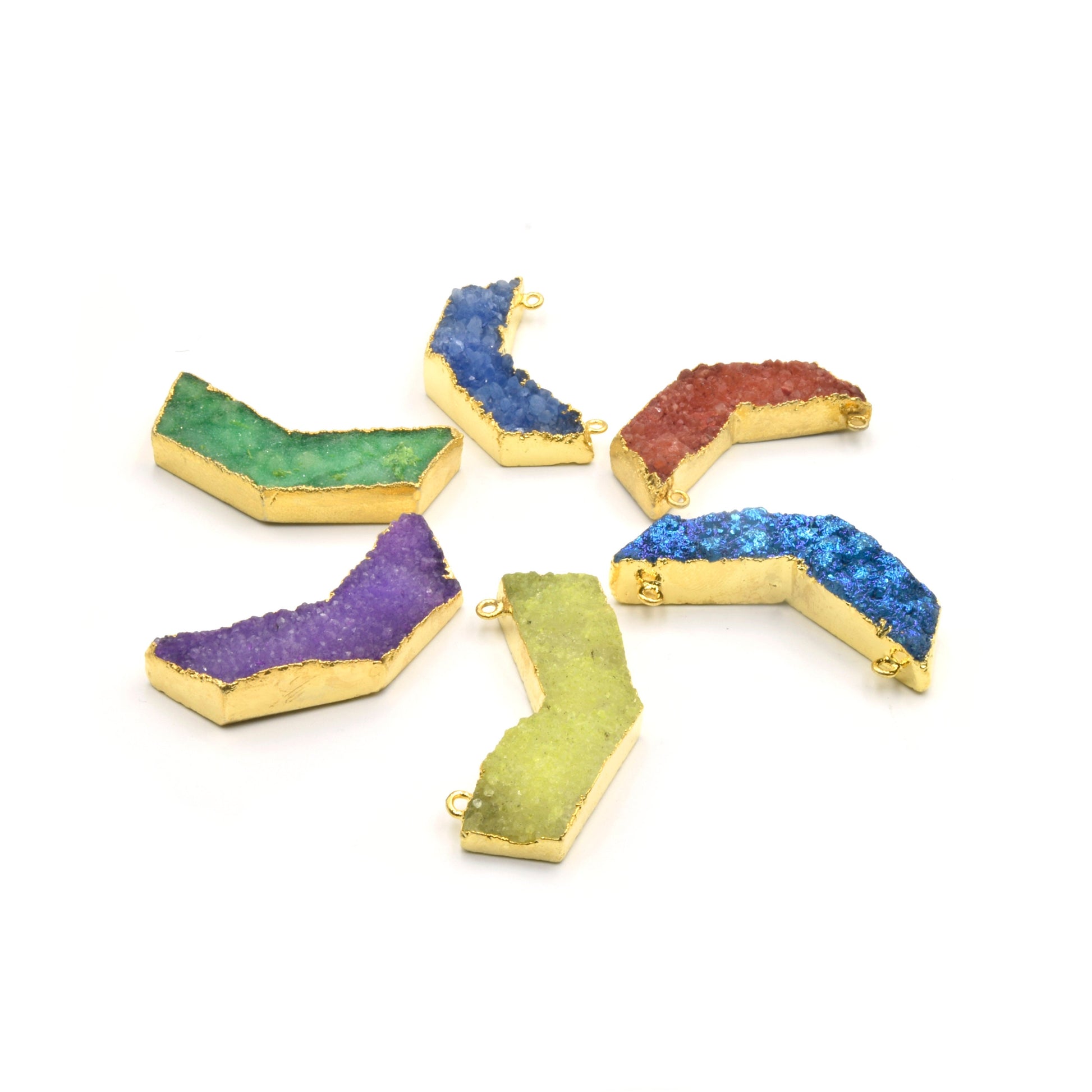 Druzy Pendant | Gold Electroplated Chevron Pendant | Arrow Pendant | Focal for Necklace | Jewelry Making Supplies