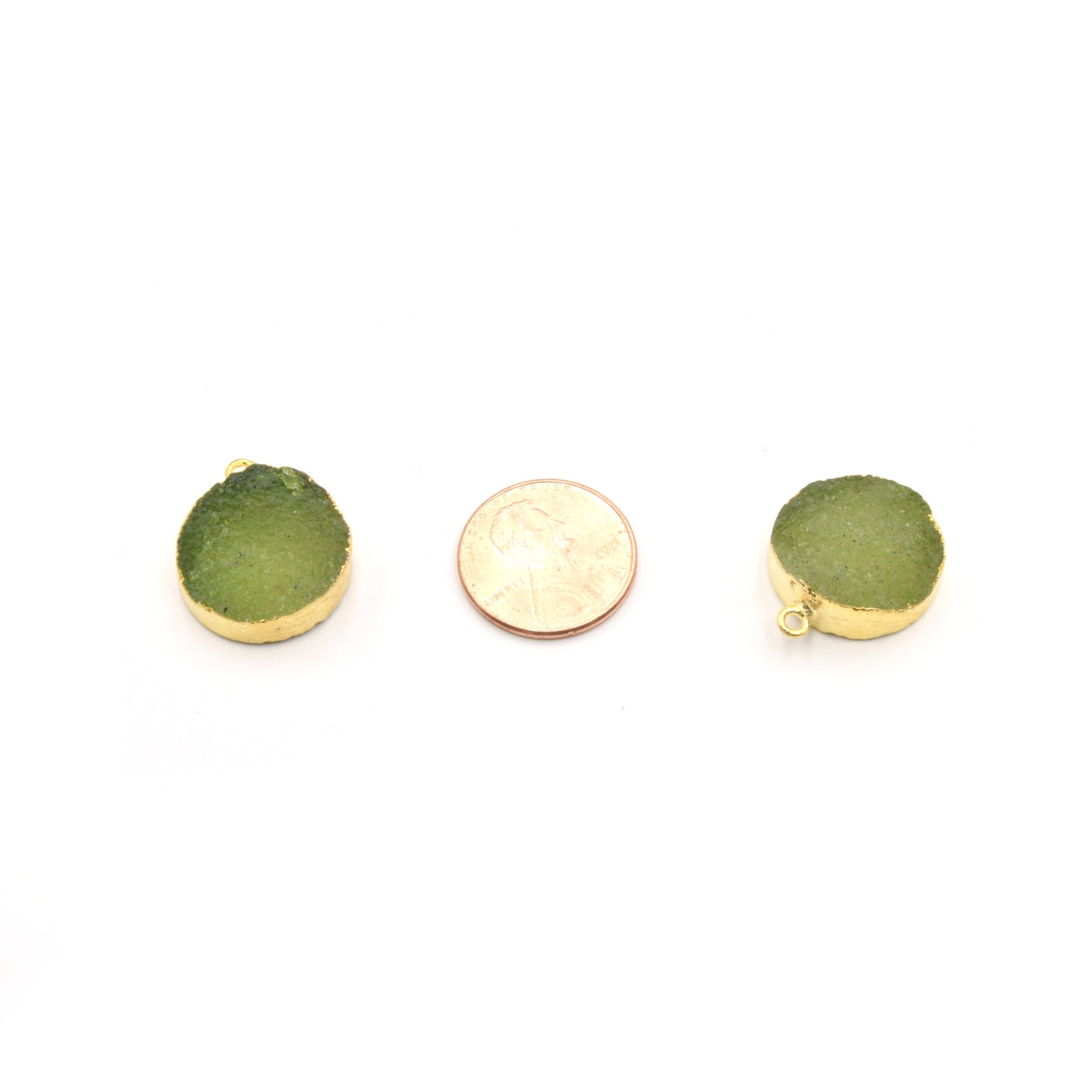 Druzy Round Pendant | Gold Electroplated Round/ Coin Pendant Charm | 18mm Druzy Charm | Rough Druzy Focal | Jewelry Making Supplies
