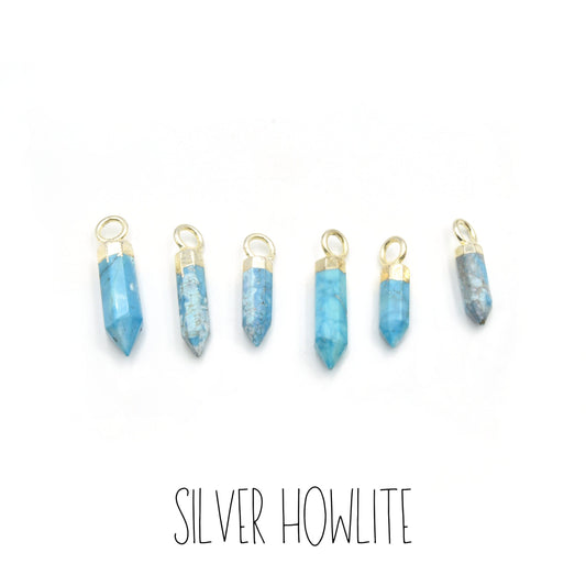 Crystal Point Gemstone Pendant | Electroplated focal charm Pendant | Aventurine Howlite Jasper Lapis Tiger Iron