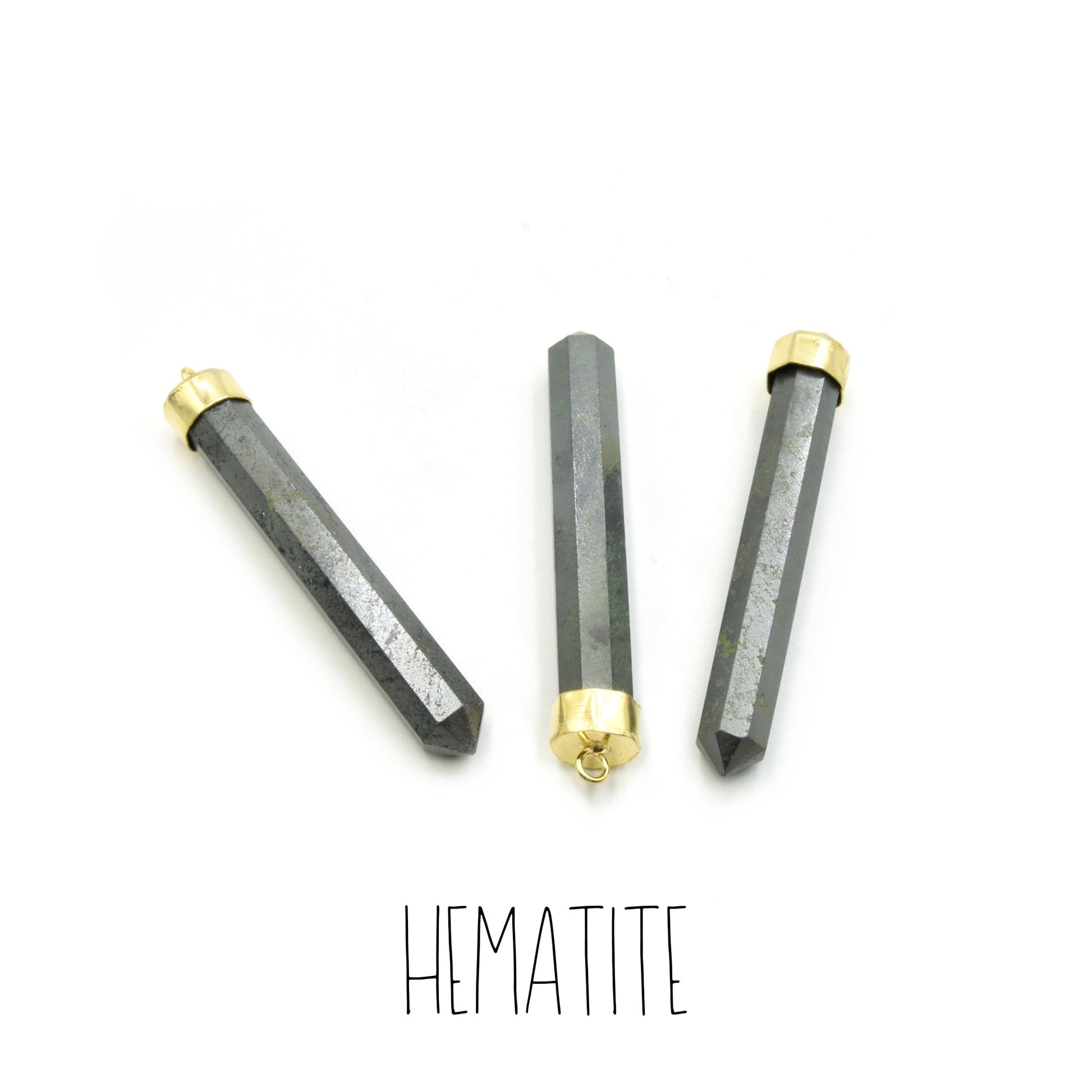 Crystal Point Gemstone Pendants | Gold Electroplated Faceted Focal Spike Pendants | Amethyst Aventurine Hematite Labradorite Onyx Quartz
