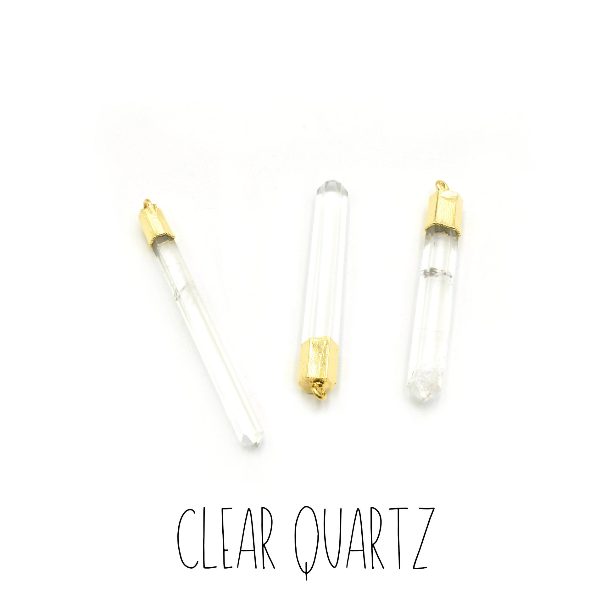 Crystal Point Gemstone Pendants | Gold Electroplated Faceted Focal Spike Pendants | Amethyst Aventurine Hematite Labradorite Onyx Quartz