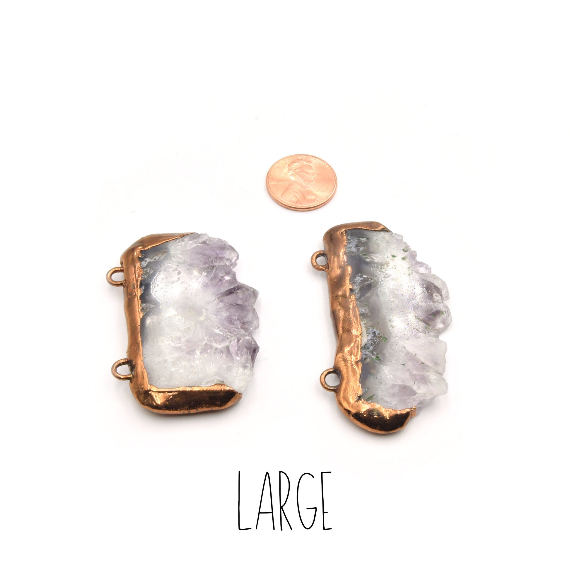 Druzy Amethyst Pendant | Oxidized Copper Electroplated Natural Druzy Amethyst Freeform Cluster Shaped Charm Pendant | Small Medium Large