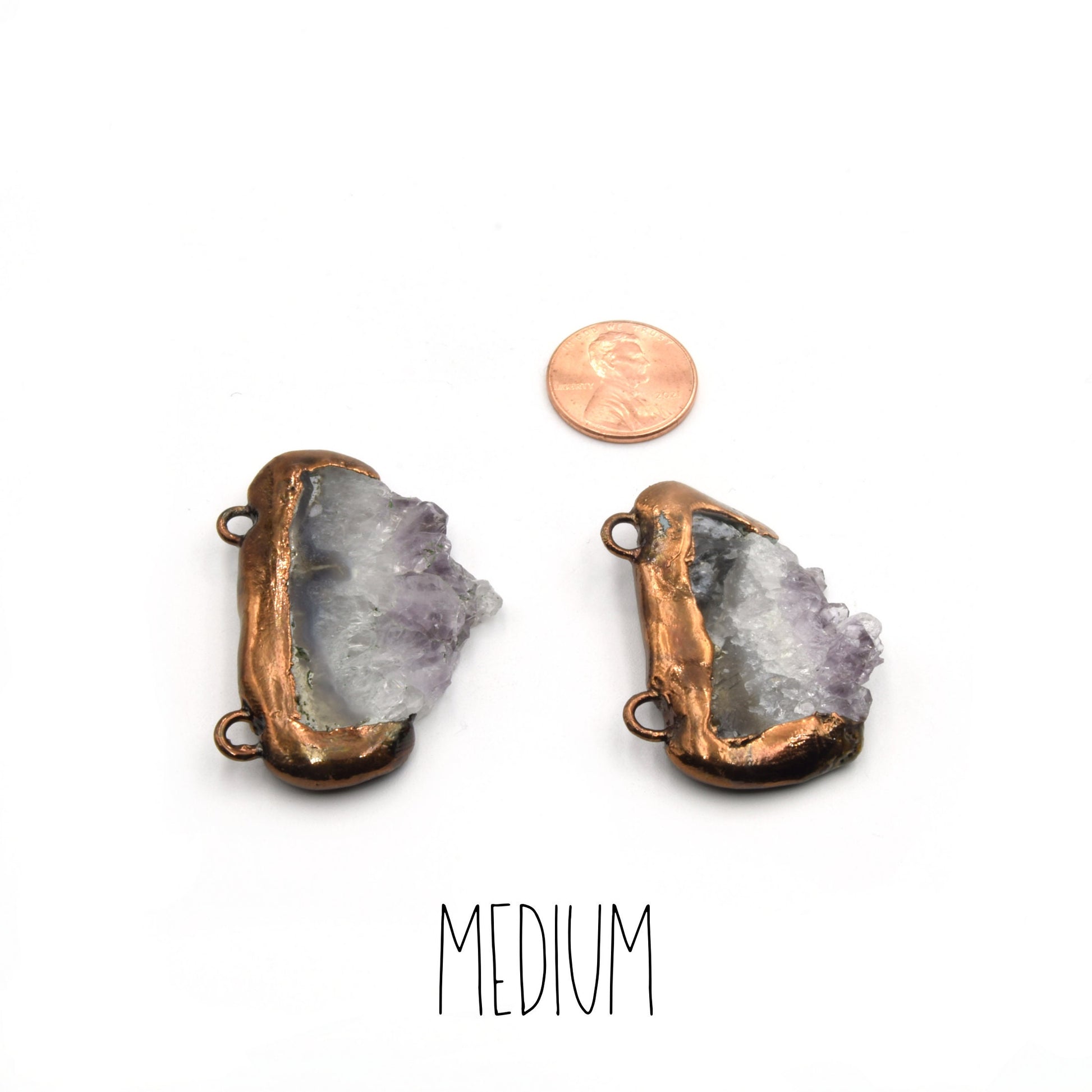Druzy Amethyst Pendant | Oxidized Copper Electroplated Natural Druzy Amethyst Freeform Cluster Shaped Charm Pendant | Small Medium Large