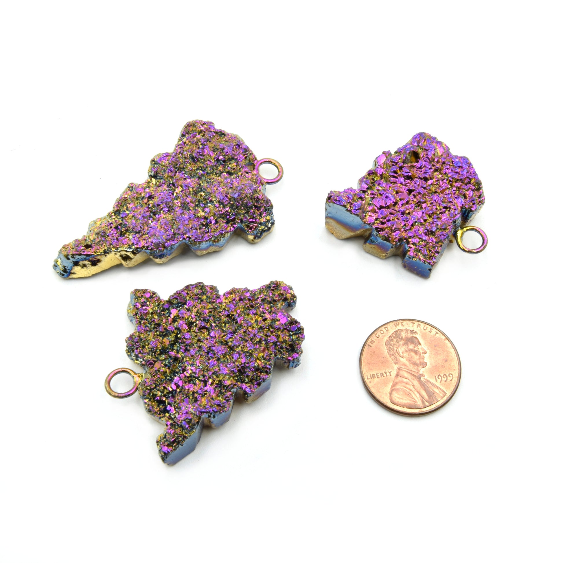 Druzy Pendant | Electroplated Freeform Arrow Shaped | Titanium Druzy Focal Pendant | Necklace Pendant | Jewelry Supplies