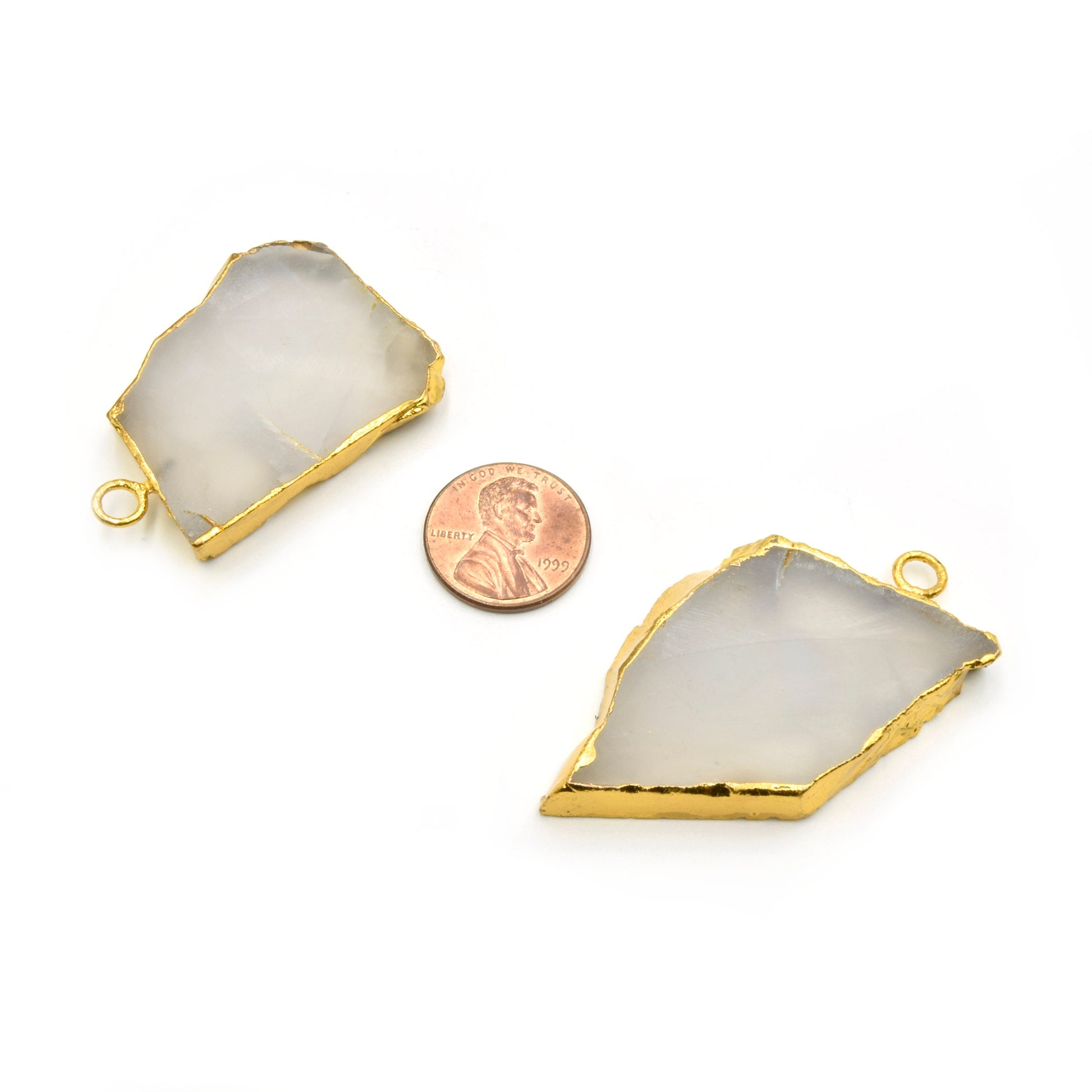 Gemstone Pendants | Freeform Shaped Focal Charm Pendants | Dendritic Opal And Blue Gray Chalcedony | Medium, Large, Extra Large Available